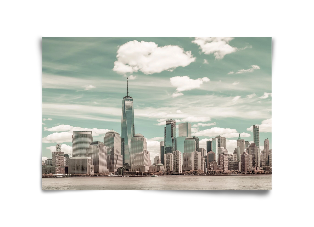 NEW YORK CITY Manhattan Skyline & Hudson River | urban vintage s, 45x30 cm, Keret nélkül