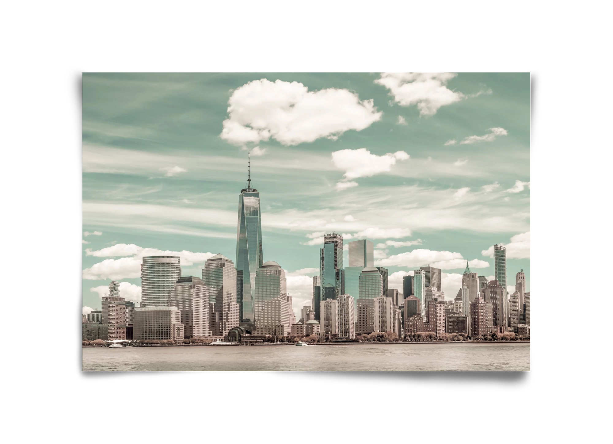 NEW YORK CITY Manhattan Skyline & Hudson River | urban vintage s, 45x30 cm, Keret nélkül