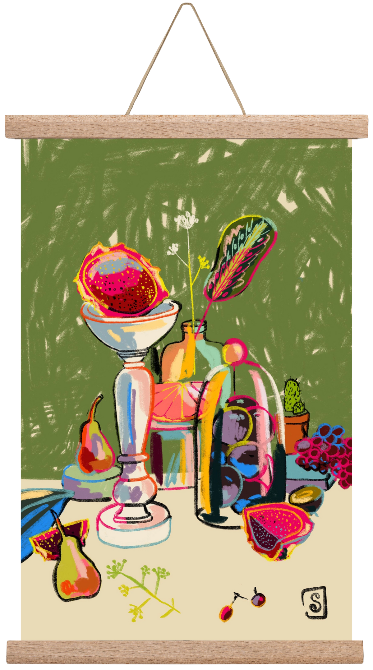 STILL LIFE WITH DRAGON FRUIT, 30x45 cm (30x45 cm), Tölgy akasztó