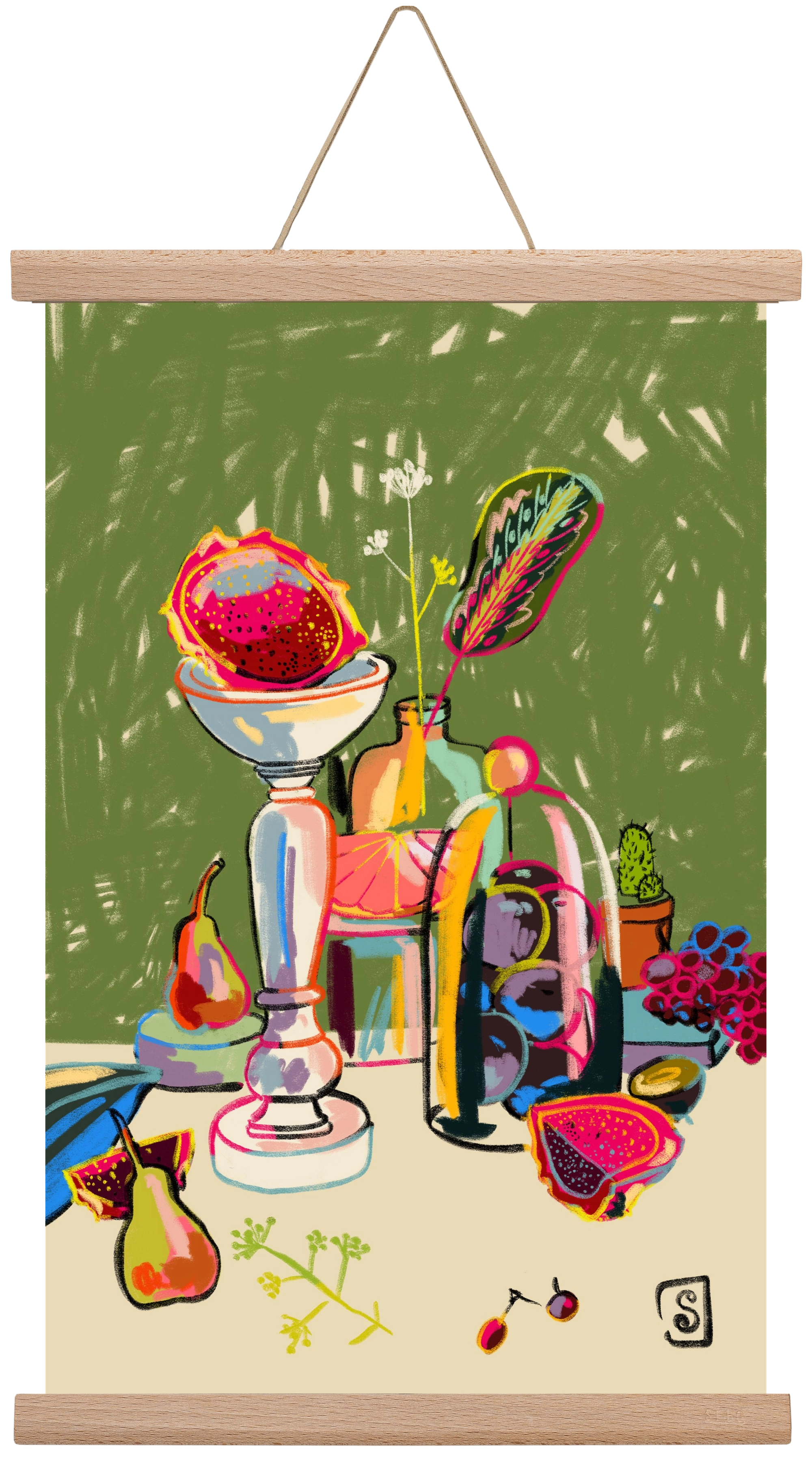 STILL LIFE WITH DRAGON FRUIT, 30x45 cm (30x45 cm), Tölgy akasztó