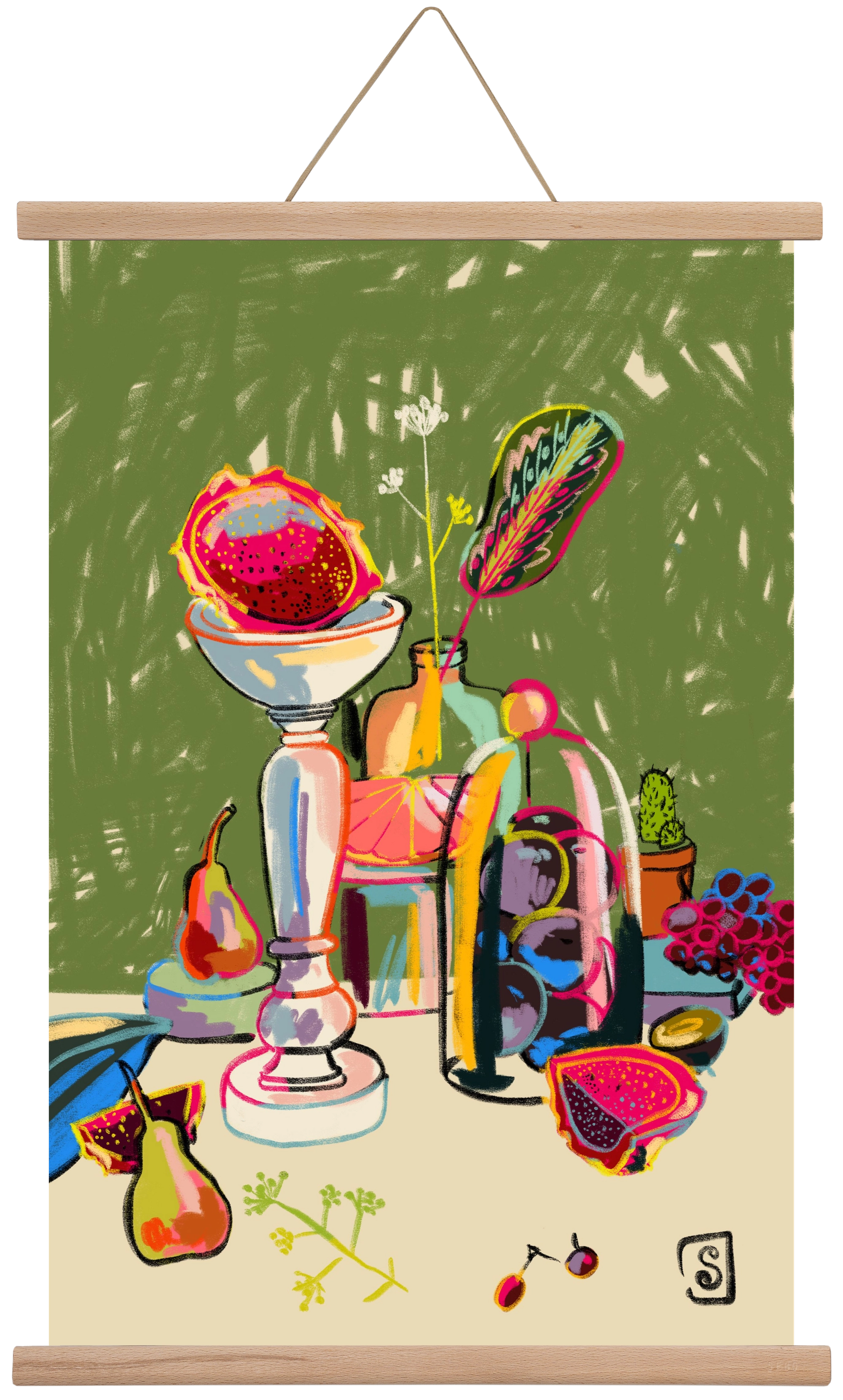 STILL LIFE WITH DRAGON FRUIT, 40x60 cm (40x60 cm), Tölgy akasztó