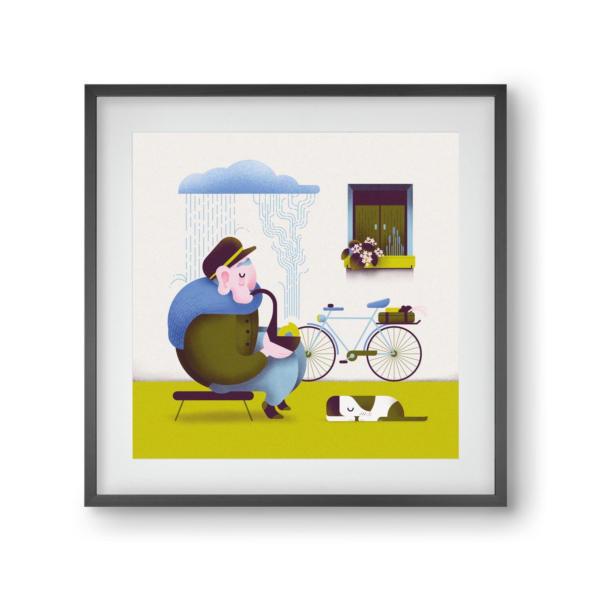 Recycle, 30x30 cm (20x20 cm), Fekete keret, paszpartuval