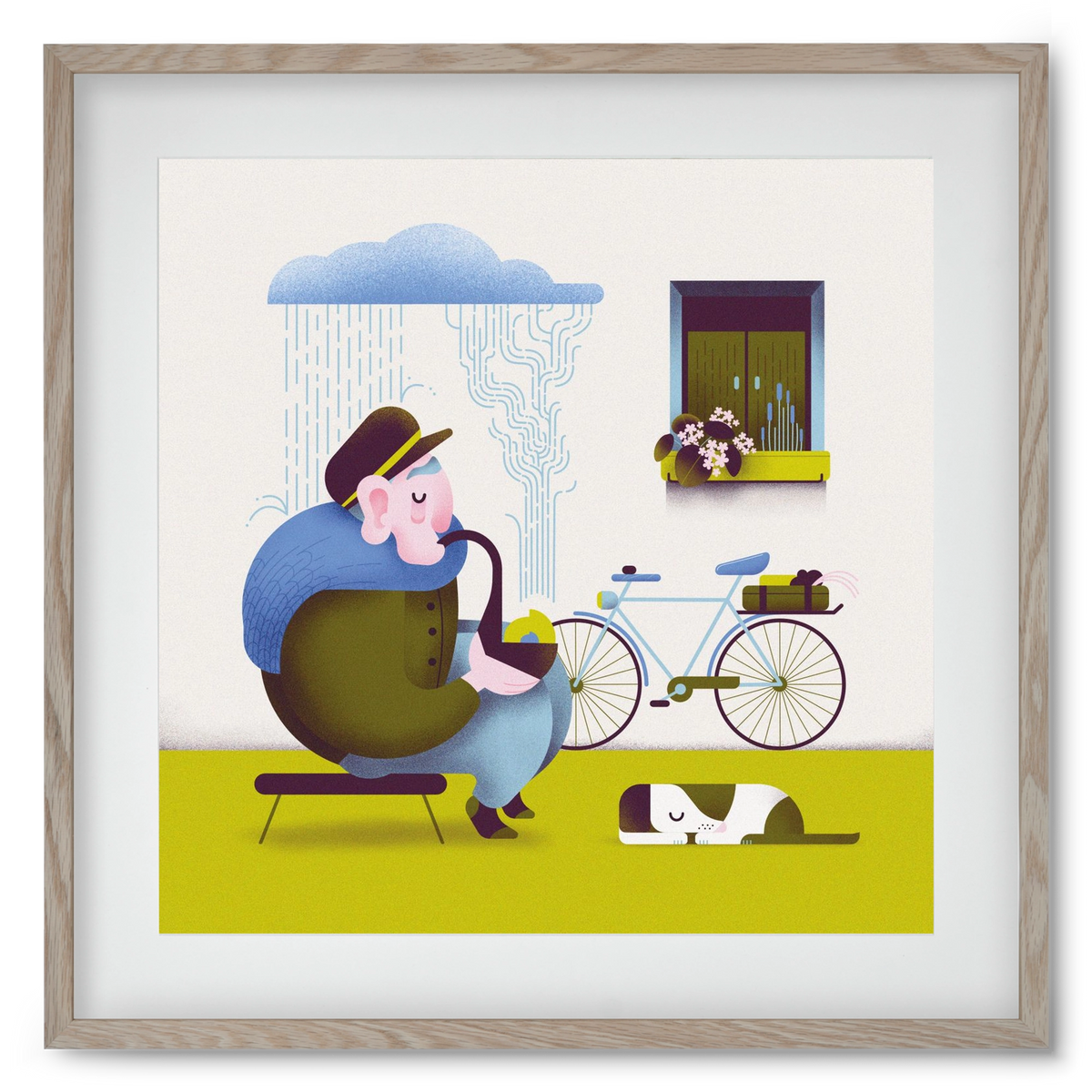 Recycle, 50x50 cm (40x40 cm), Tölgy keret, paszpartuval