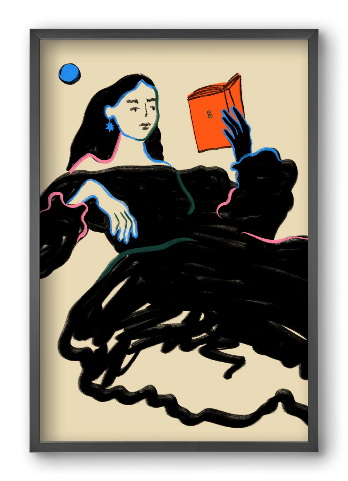 MIDNIGHT READING, 40x60 cm (40x60 cm), Fekete keret