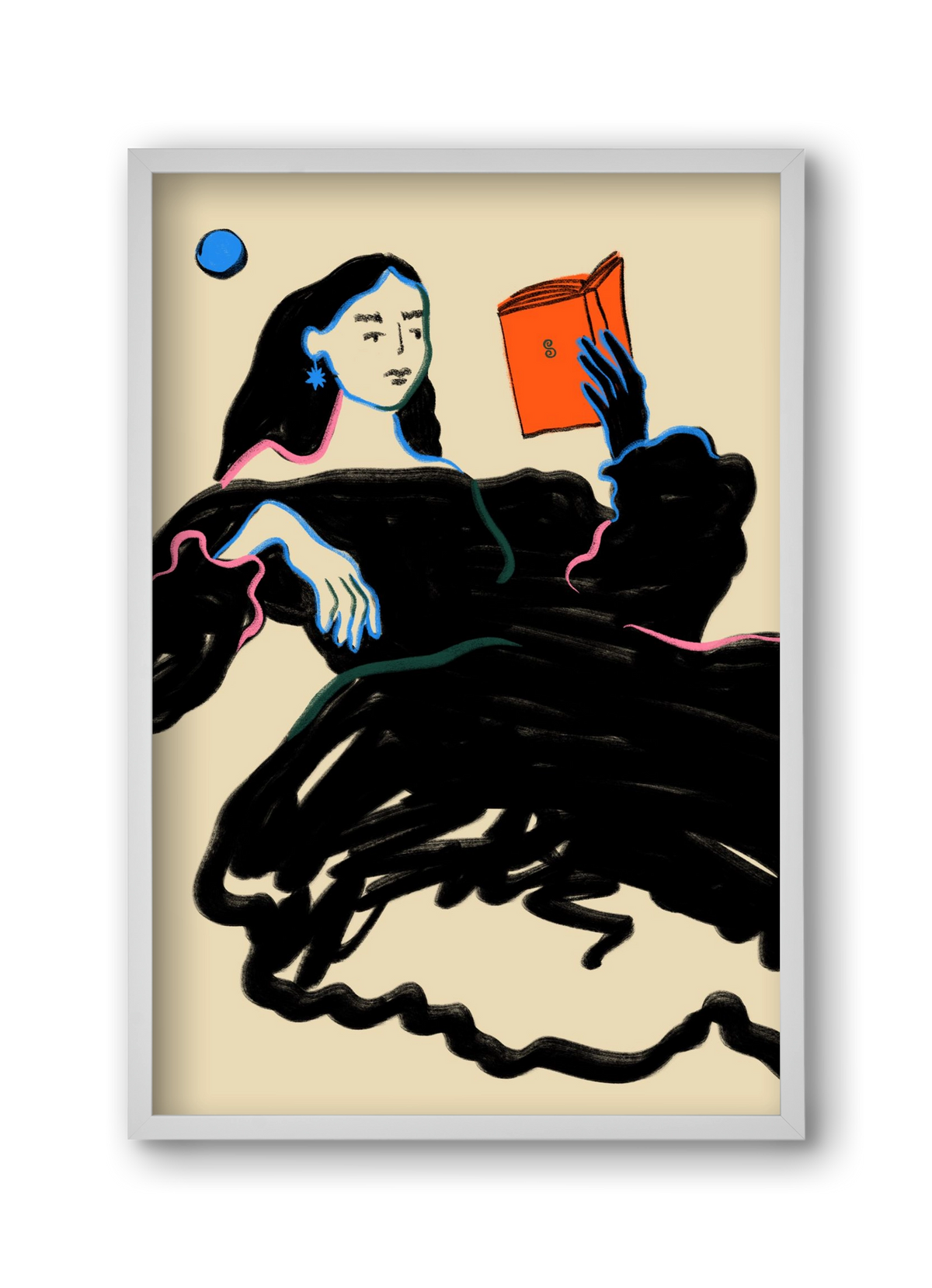 MIDNIGHT READING, 30x45 cm (30x45 cm), Fehér keret