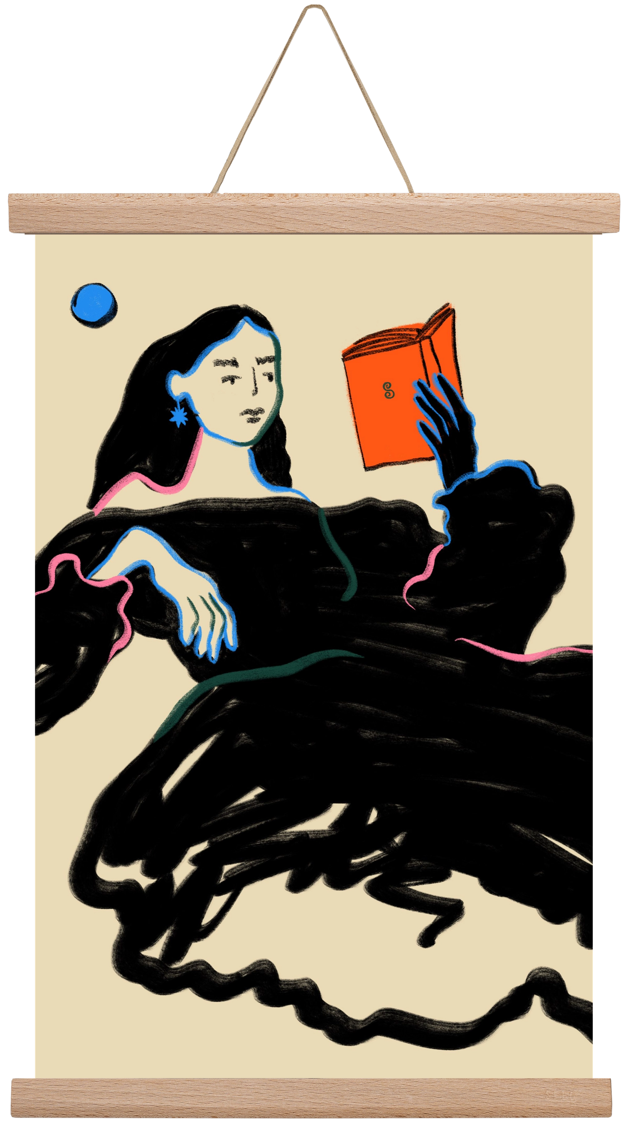 MIDNIGHT READING, 30x45 cm (30x45 cm), Tölgy akasztó