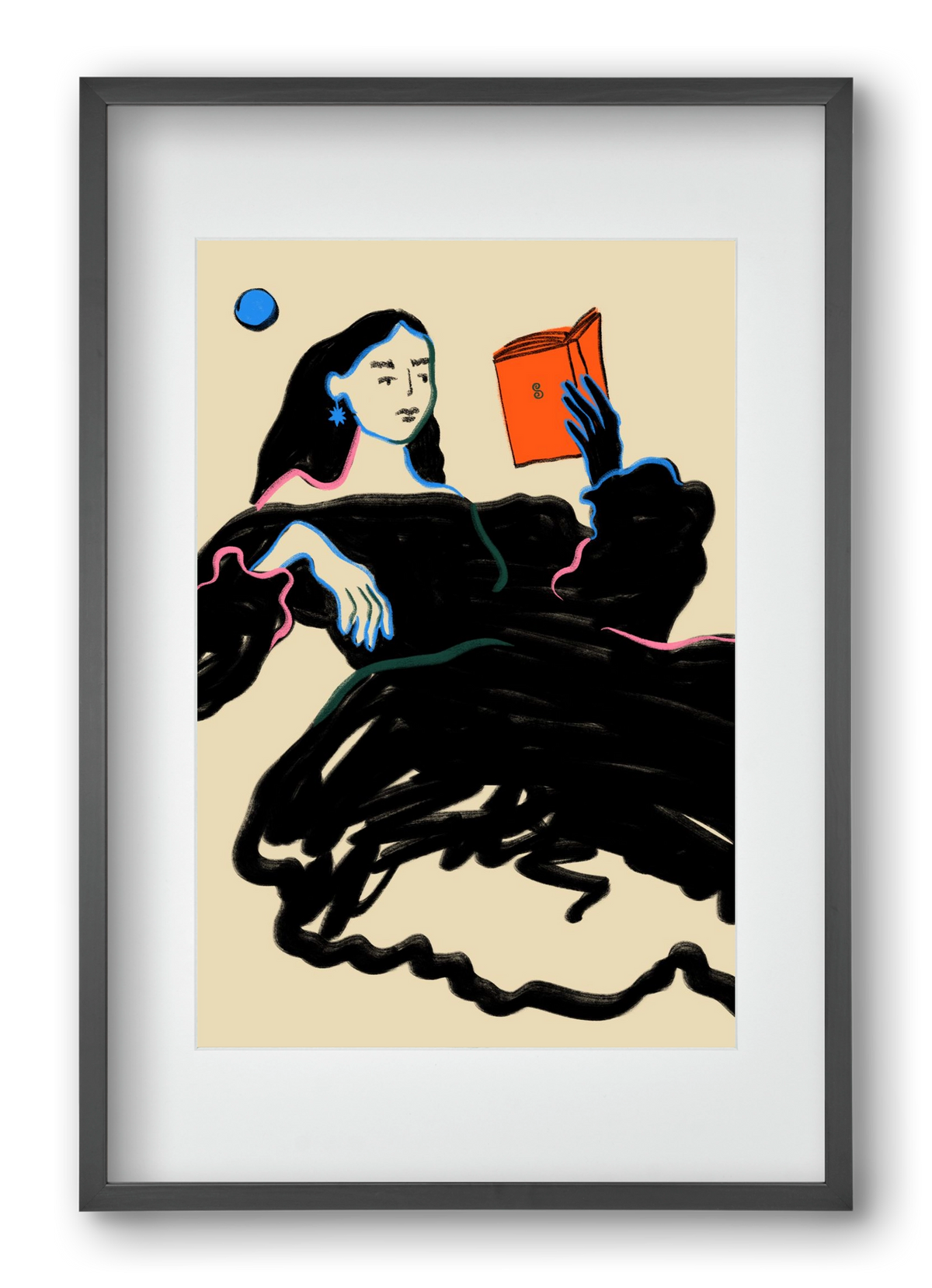 MIDNIGHT READING, 40x60 cm (30x45 cm), Fekete keret, paszpartuval