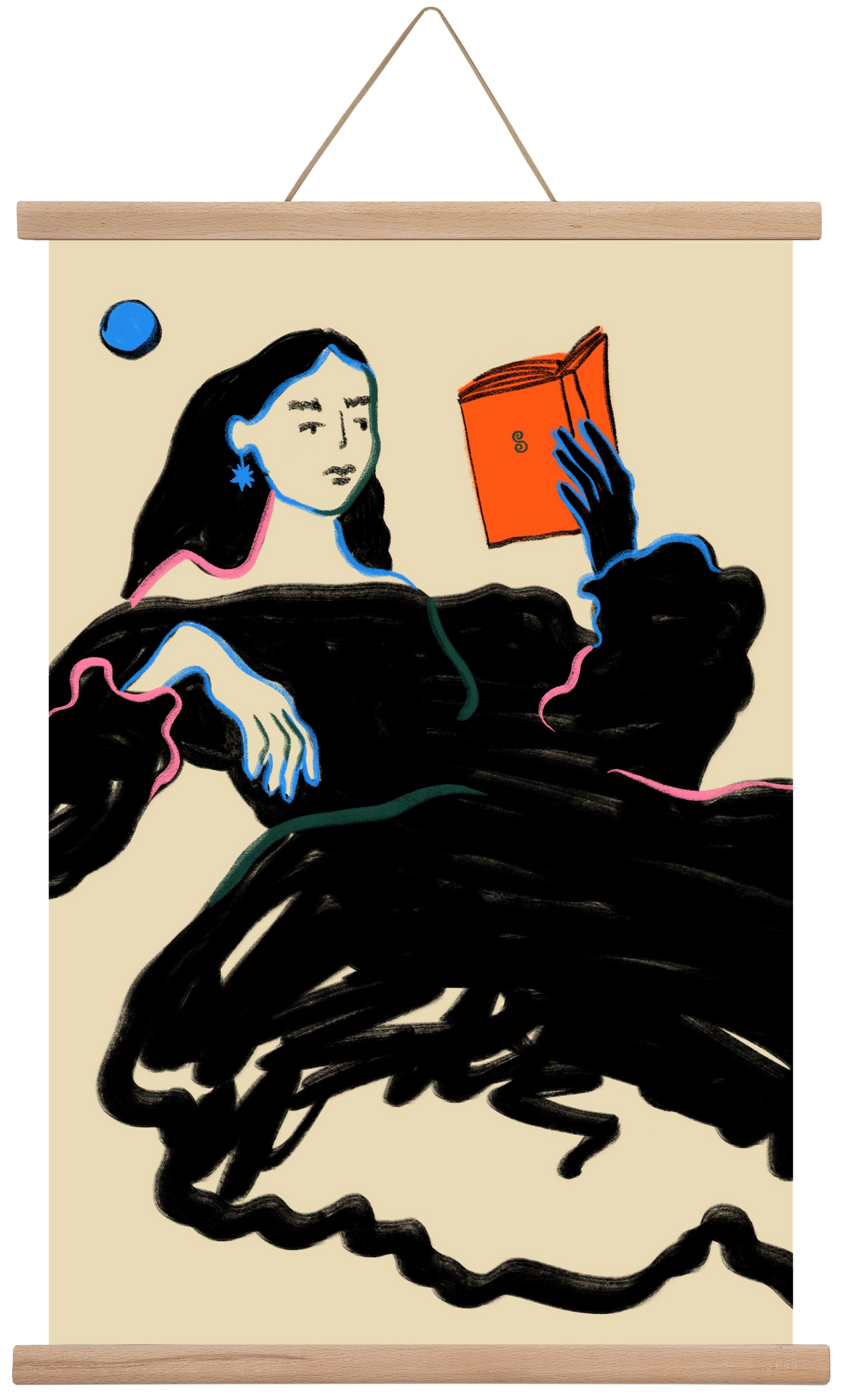 MIDNIGHT READING, 40x60 cm (40x60 cm), Tölgy akasztó