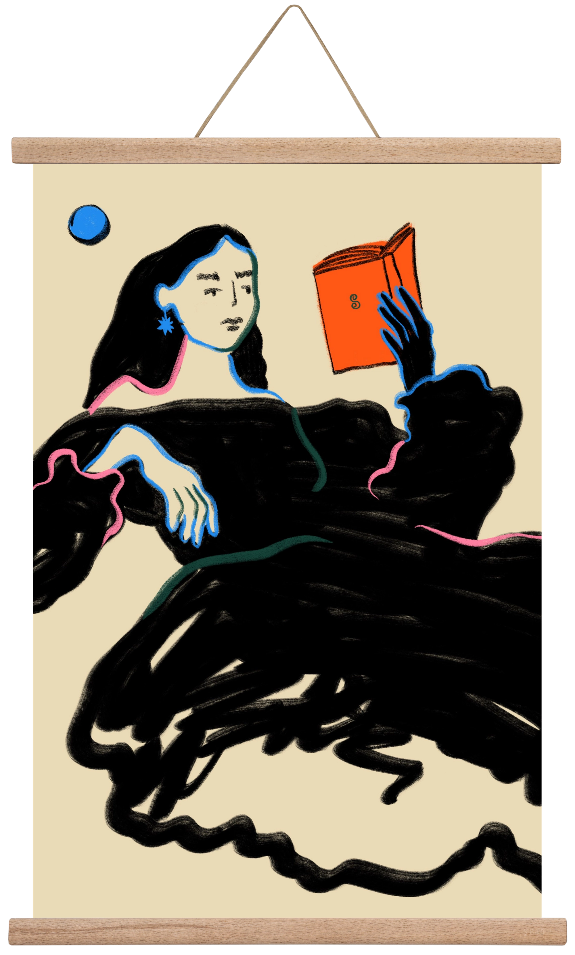 MIDNIGHT READING, 40x60 cm (40x60 cm), Tölgy akasztó