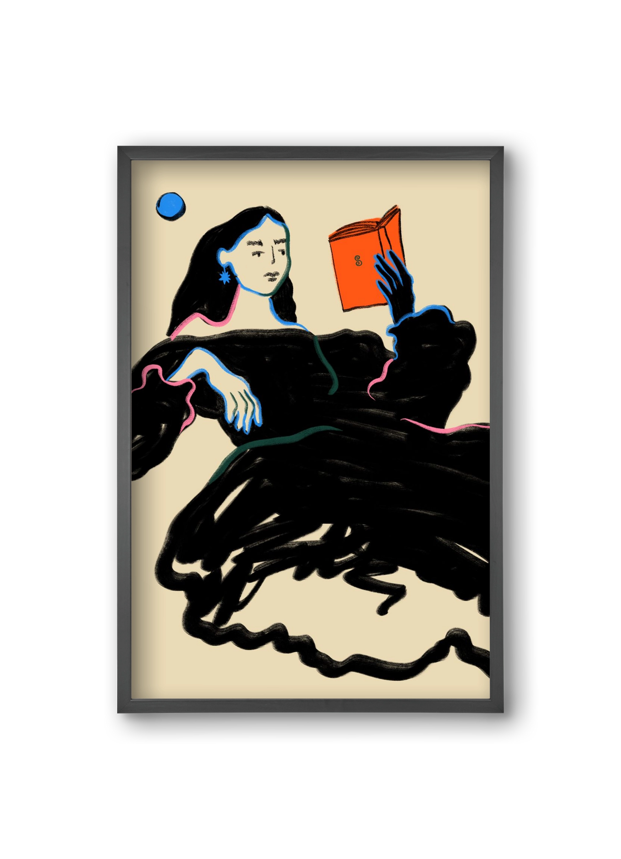 MIDNIGHT READING, 20x30 cm (20x30 cm), Fekete keret