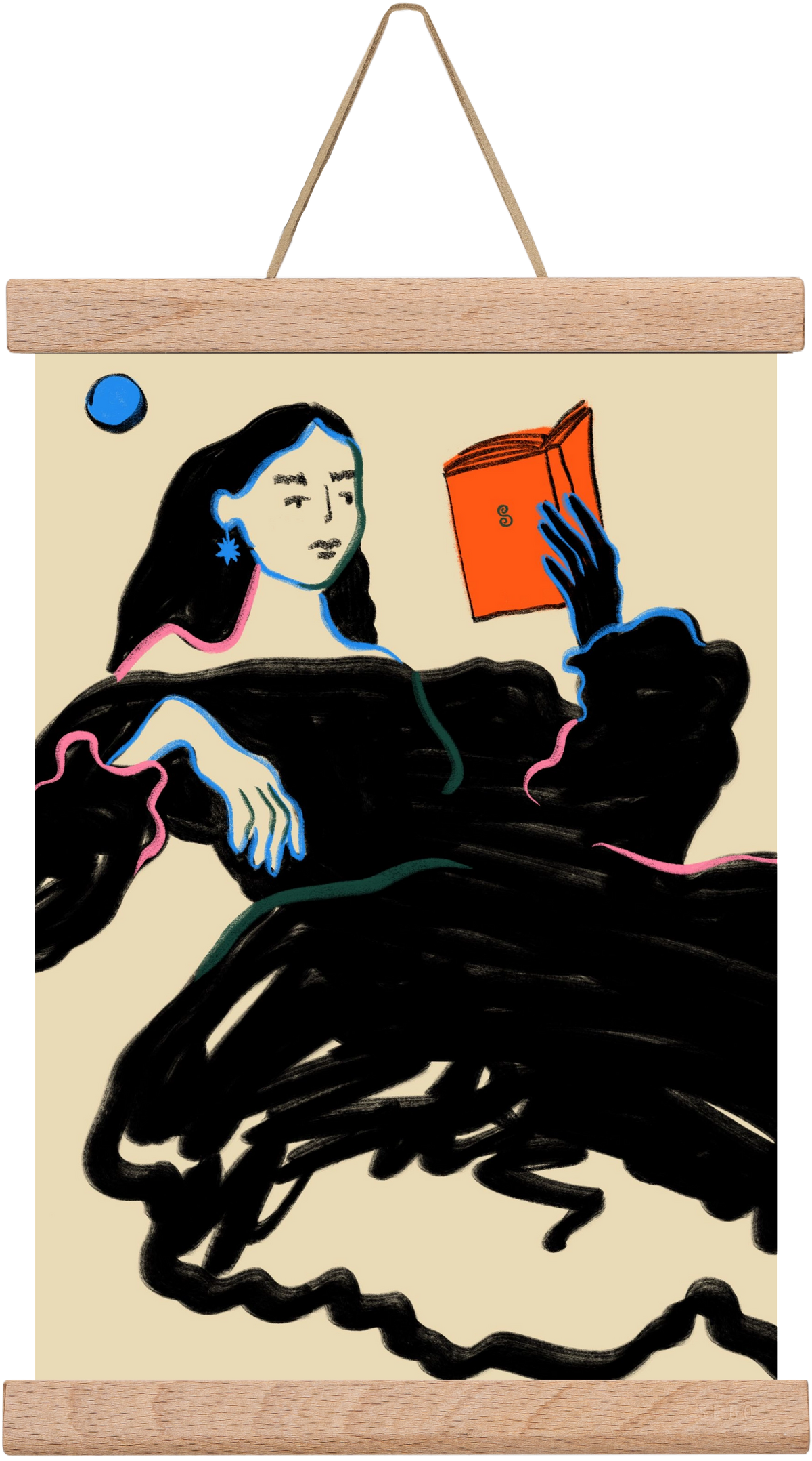 MIDNIGHT READING, 20x30 cm (20x30 cm), Tölgy akasztó