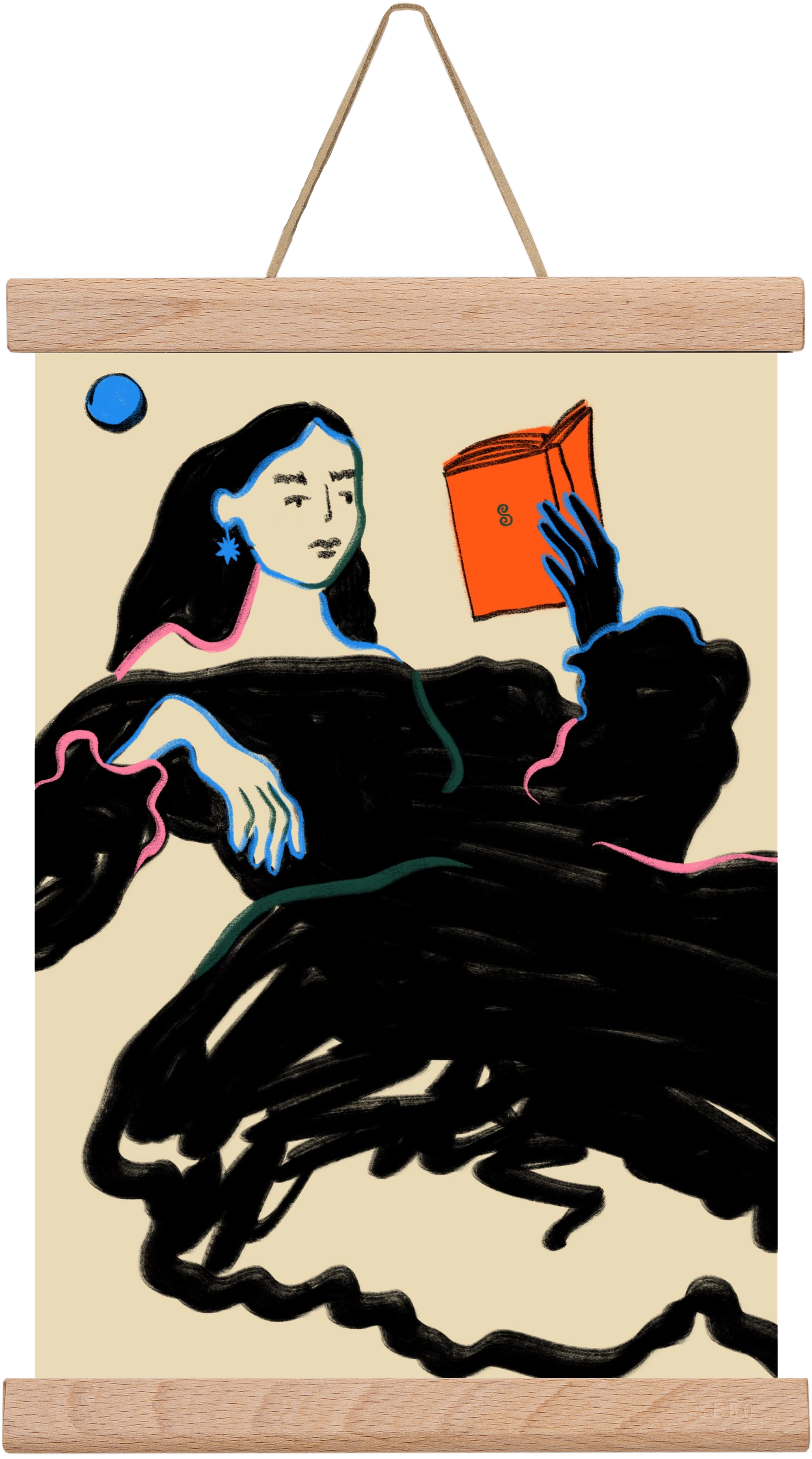 MIDNIGHT READING, 20x30 cm (20x30 cm), Tölgy akasztó