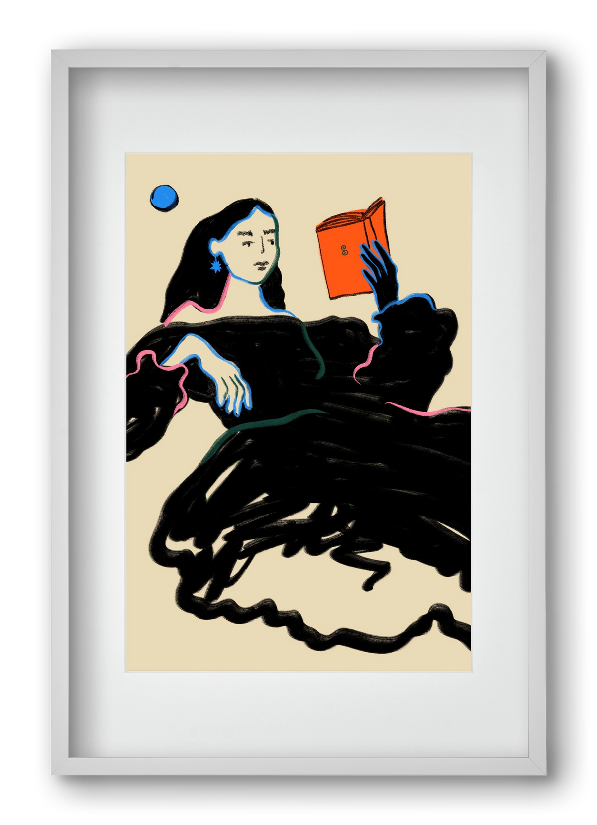 MIDNIGHT READING, 40x60 cm (30x45 cm), Fehér keret, paszpartuval