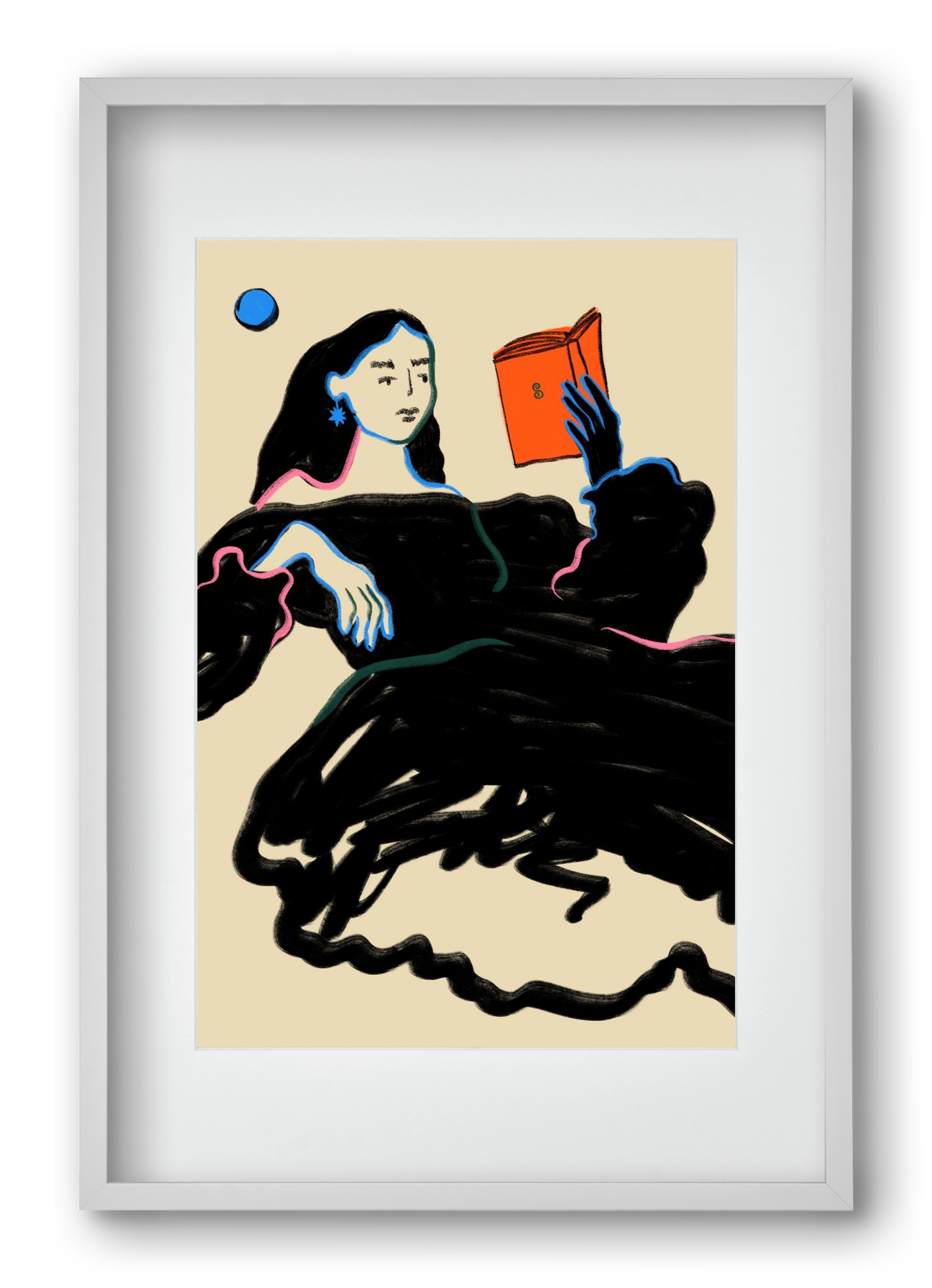 MIDNIGHT READING, 40x60 cm (30x45 cm), Fehér keret, paszpartuval