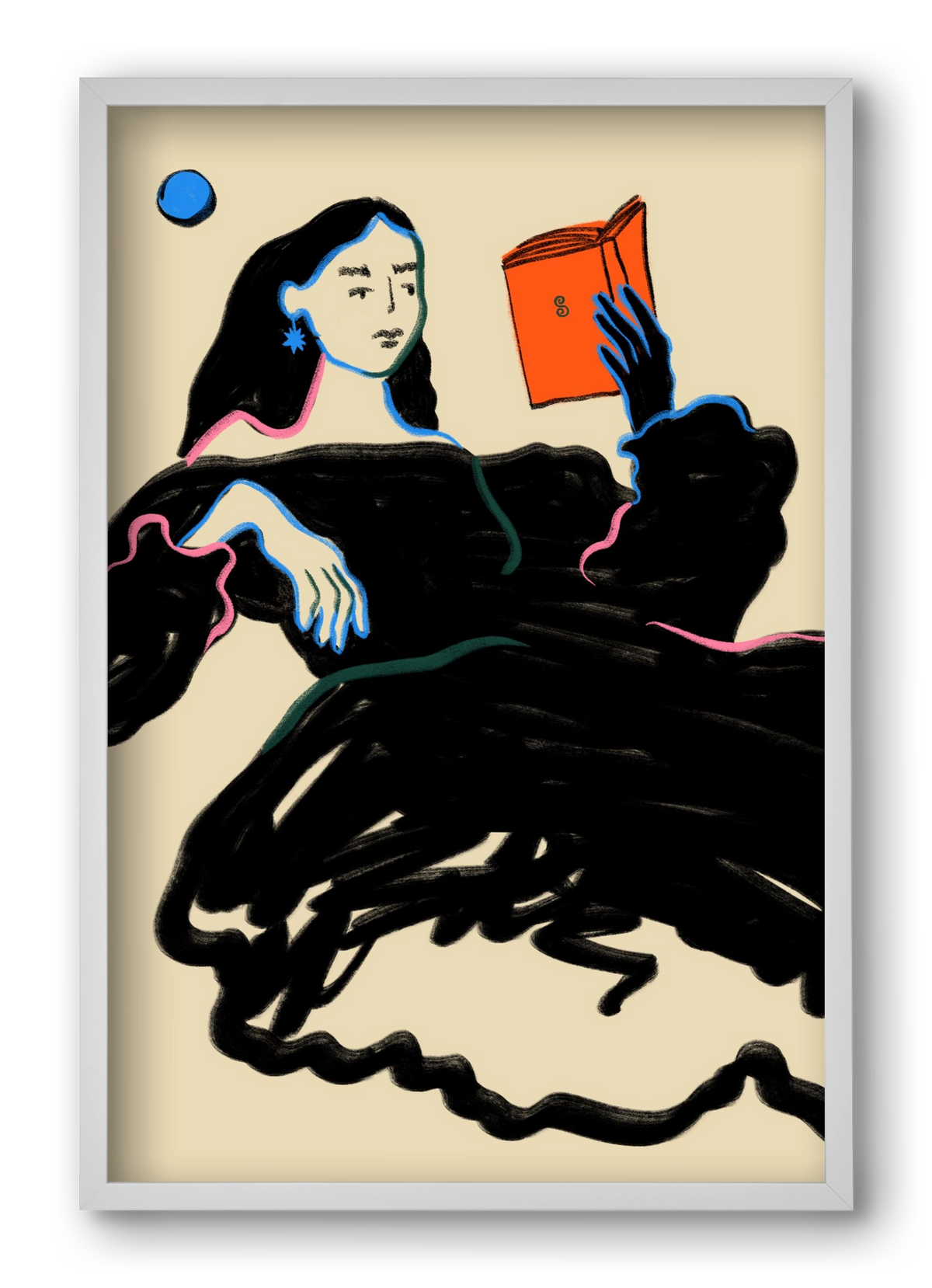 MIDNIGHT READING, 40x60 cm (40x60 cm), Fehér keret