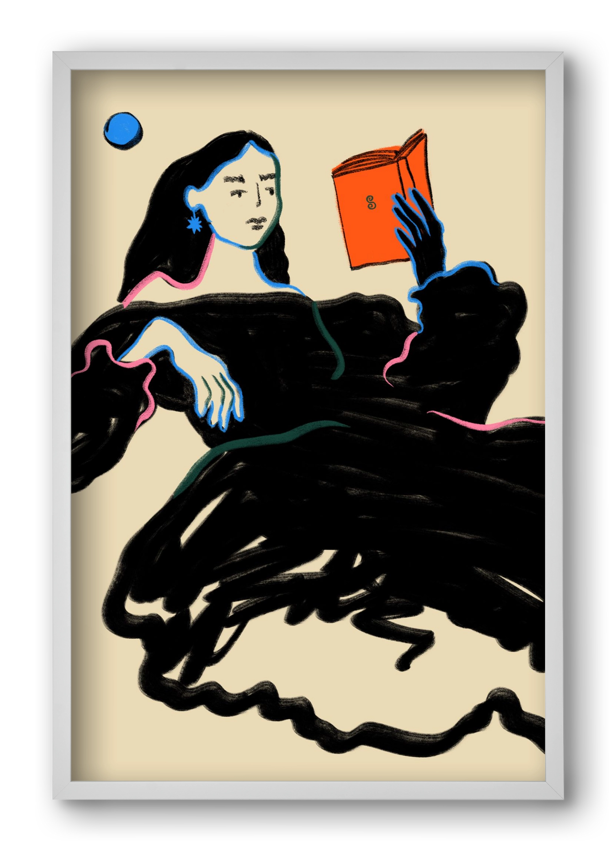 MIDNIGHT READING, 40x60 cm (40x60 cm), Fehér keret