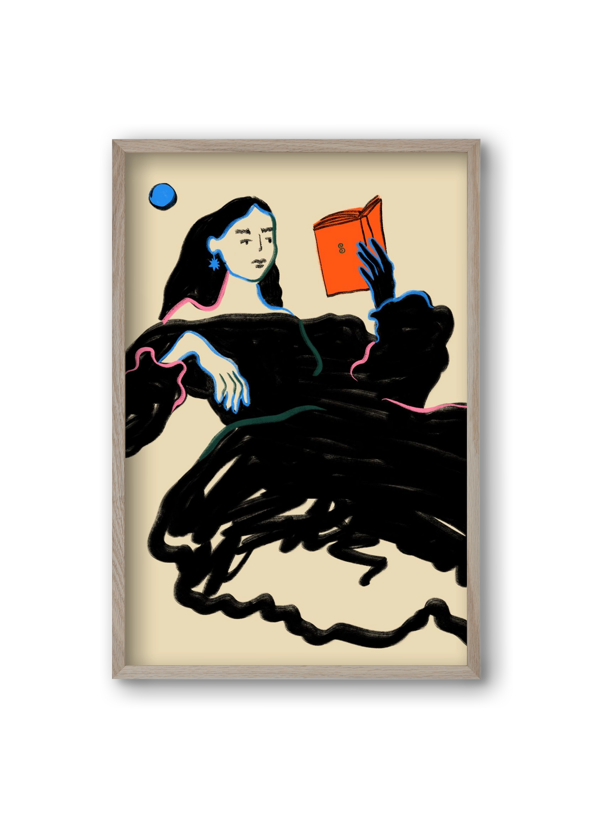 MIDNIGHT READING, 20x30 cm (20x30 cm), Tölgy keret