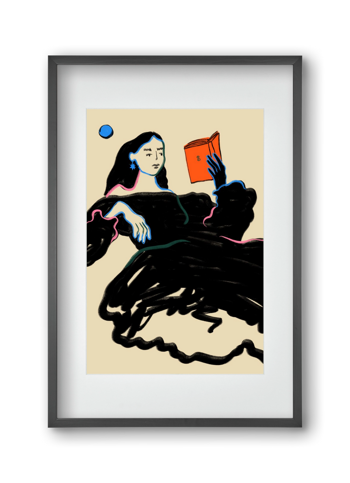 MIDNIGHT READING, 30x45 cm (20x30 cm), Fekete keret, paszpartuval