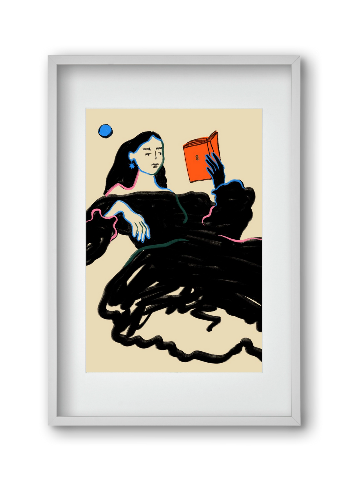 MIDNIGHT READING, 30x45 cm (20x30 cm), Fehér keret, paszpartuval