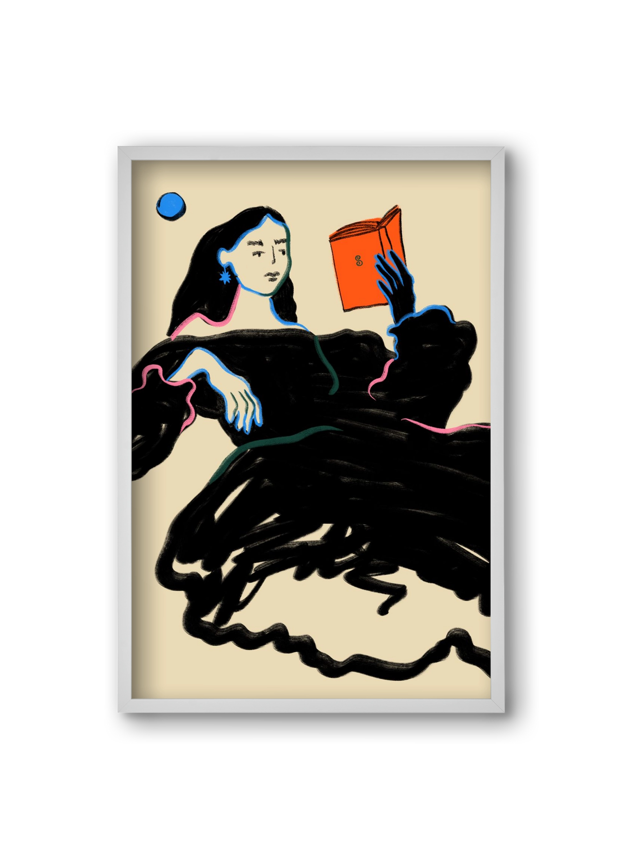 MIDNIGHT READING, 20x30 cm (20x30 cm), Fehér keret