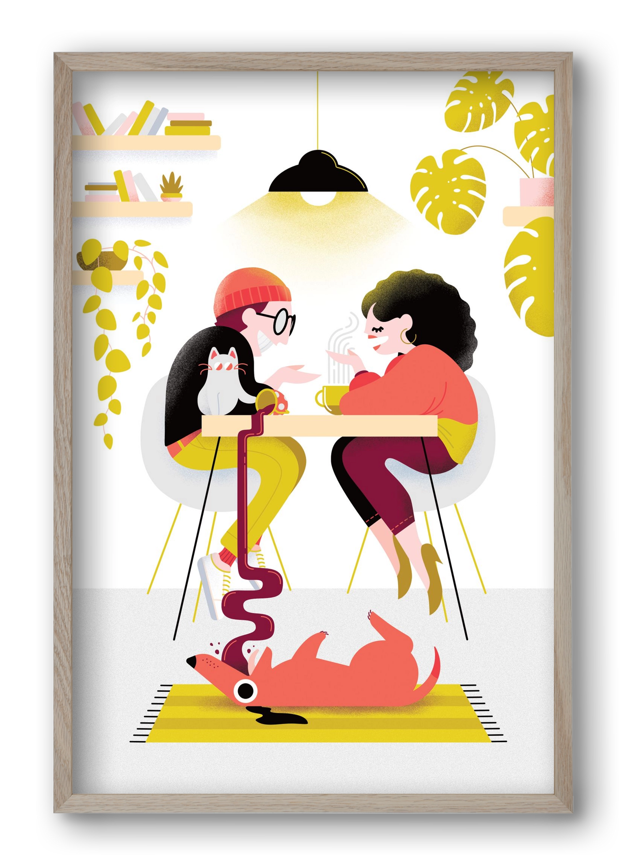 Coffee date, 40x60 cm (40x60 cm), Tölgy keret