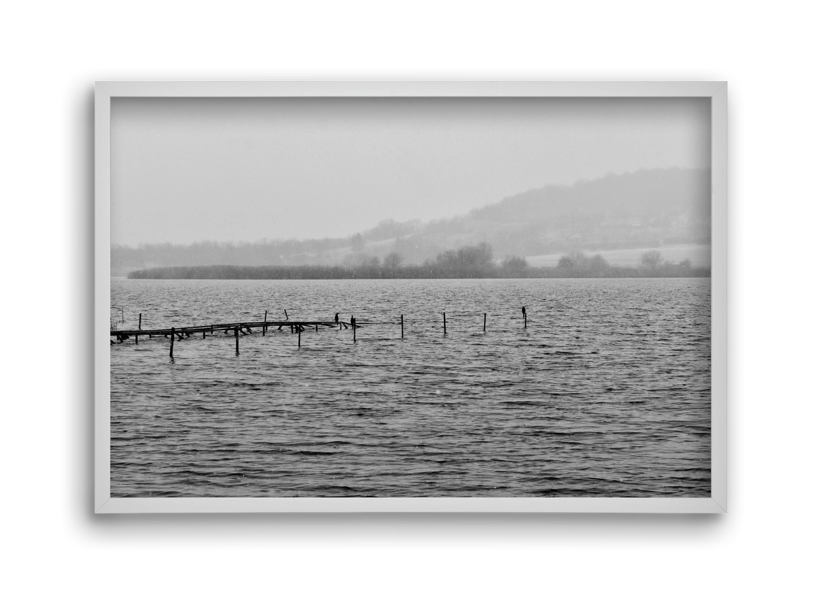 tihanyi Belső-tó, 45x30 cm (45x30 cm), Fehér keret
