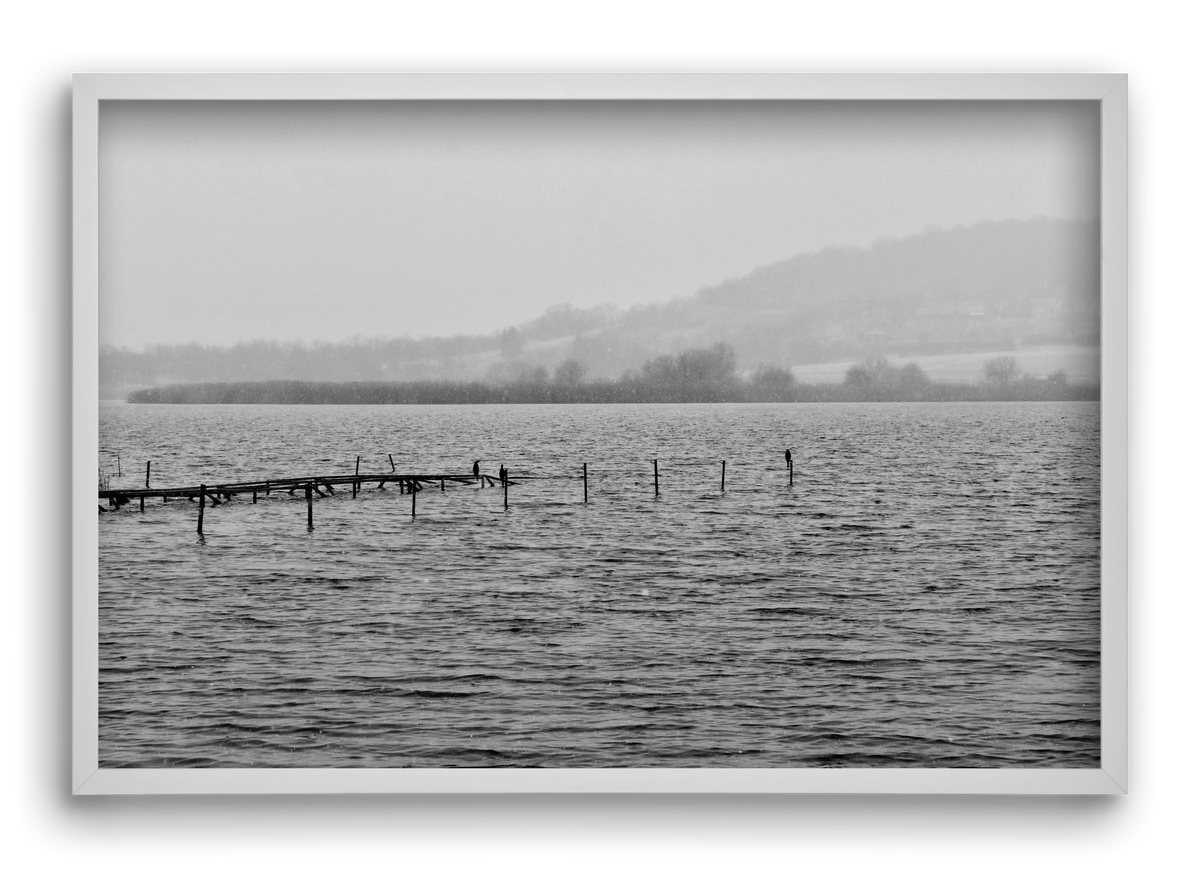 tihanyi Belső-tó, 60x40 cm (60x40 cm), Fehér keret