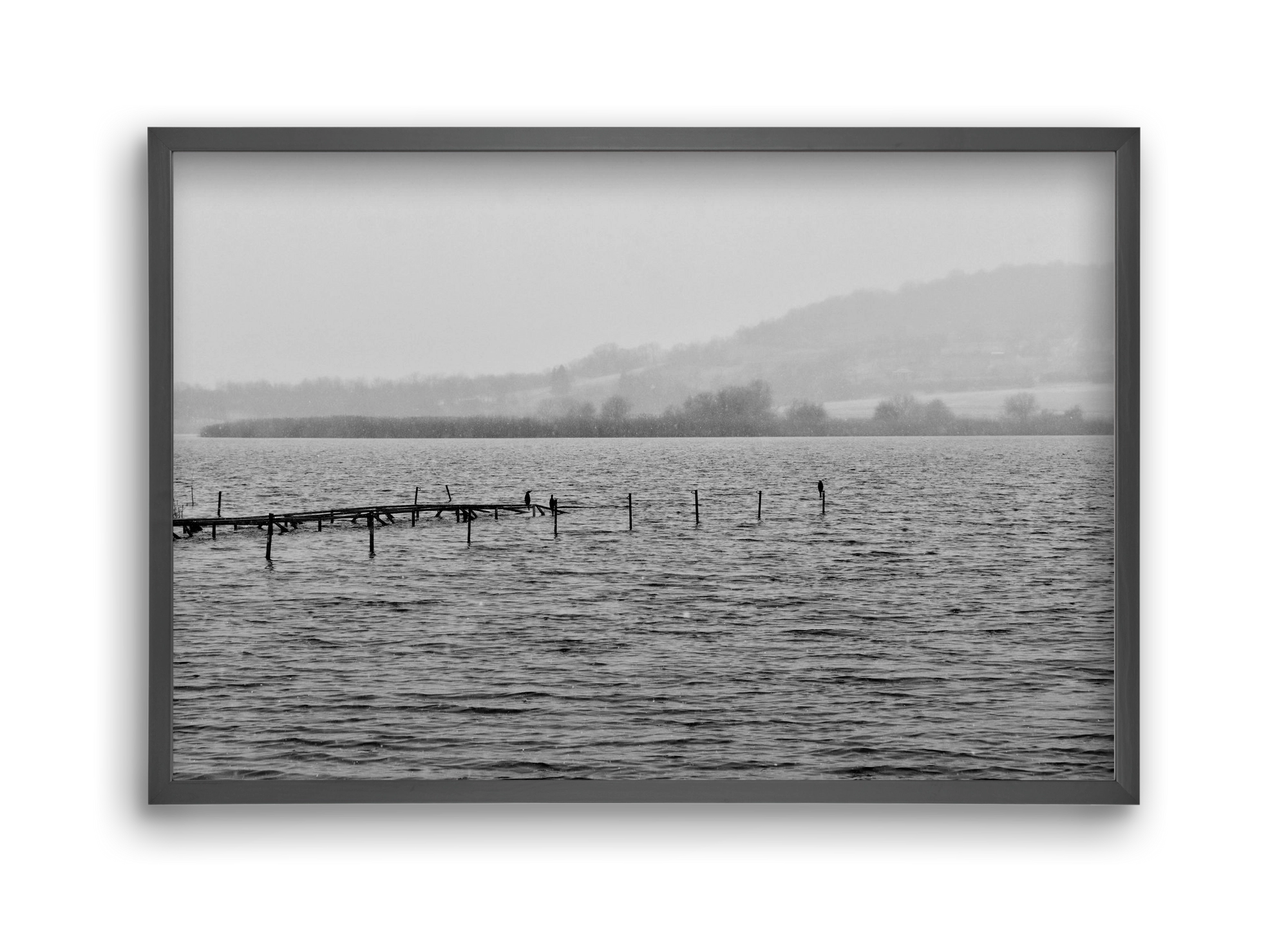 tihanyi Belső-tó, 45x30 cm (45x30 cm), Fekete keret