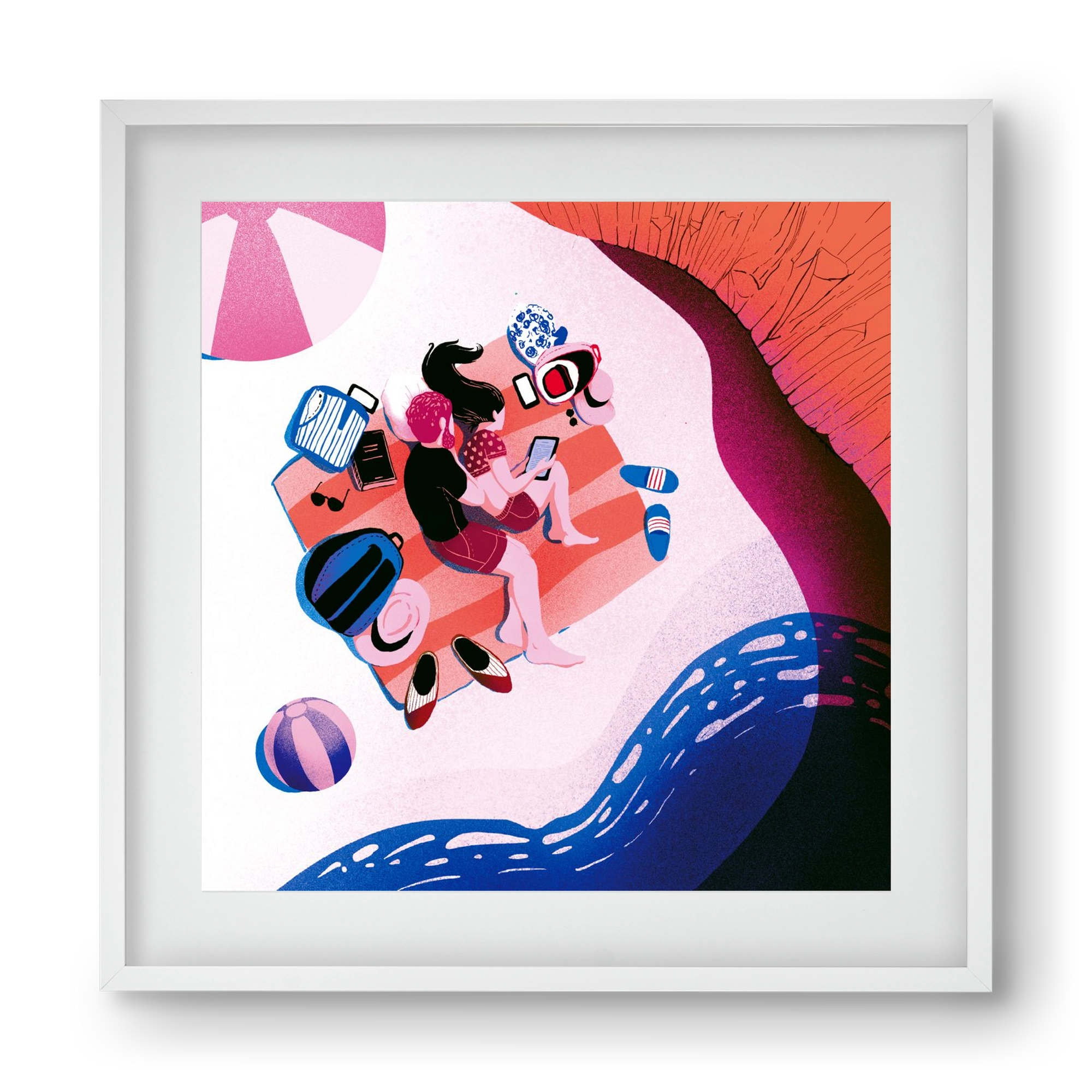 Summer vibes, 40x40 cm (30x30 cm), Fehér keret, paszpartuval