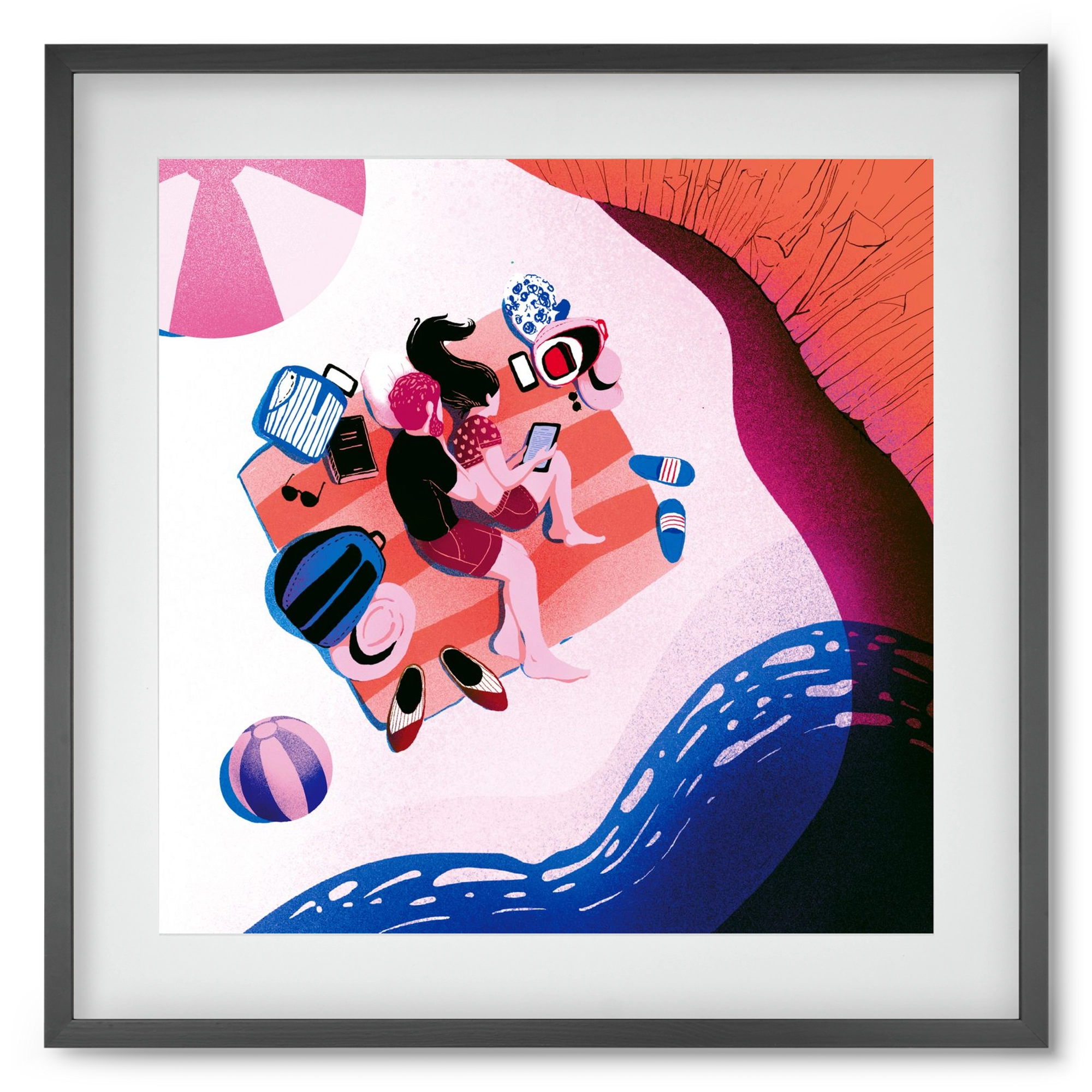 Summer vibes, 50x50 cm (40x40 cm), Fekete keret, paszpartuval