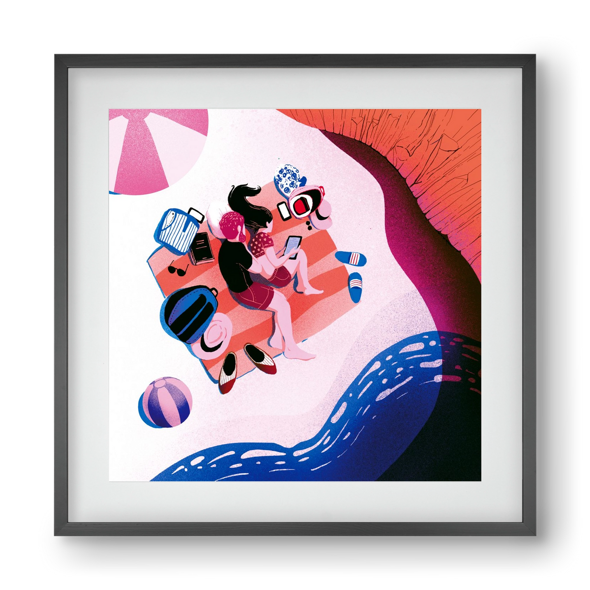 Summer vibes, 40x40 cm (30x30 cm), Fekete keret, paszpartuval