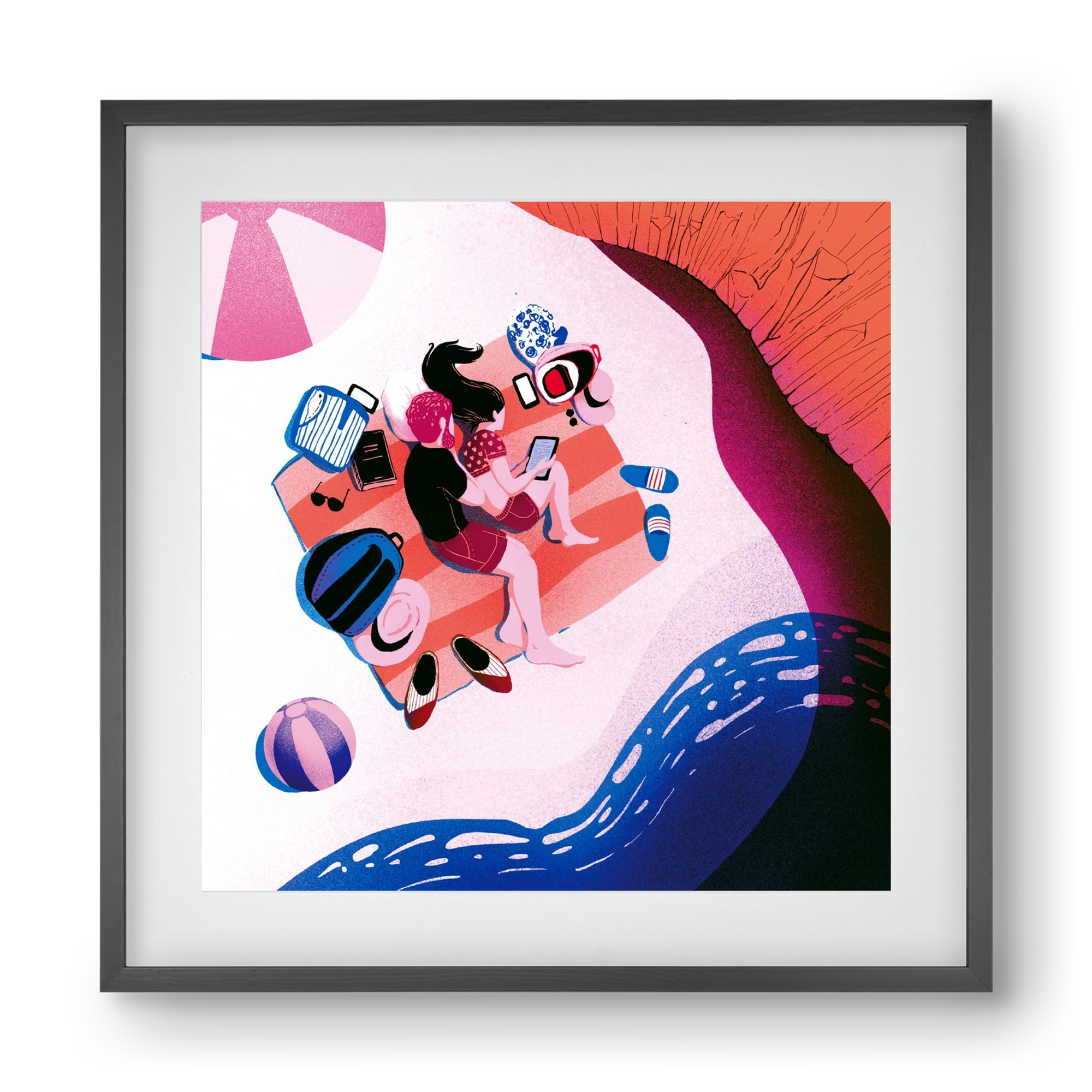 Summer vibes, 40x40 cm (30x30 cm), Fekete keret, paszpartuval