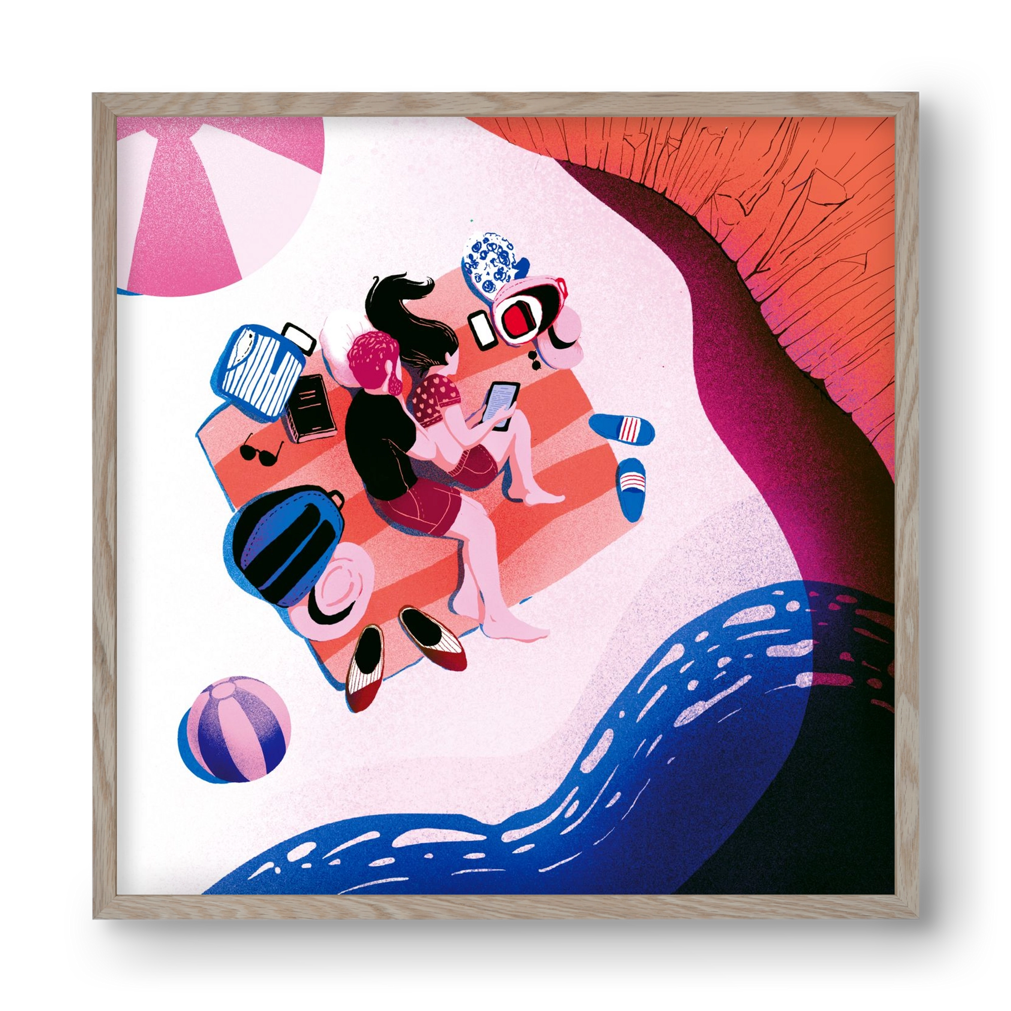 Summer vibes, 40x40 cm (40x40 cm), Tölgy keret