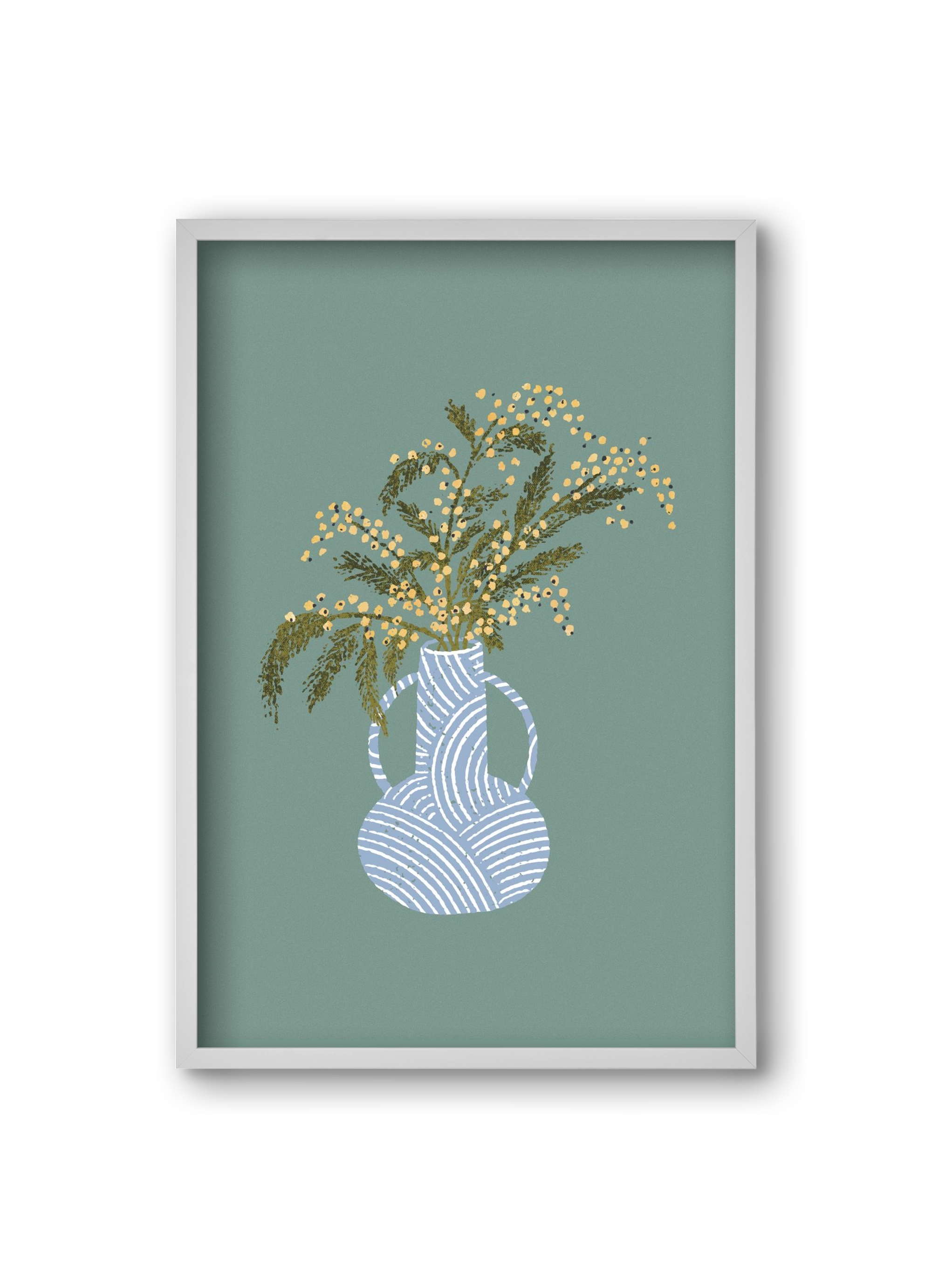 Yellow Mimosa, 20x30 cm (20x30 cm), Fehér keret