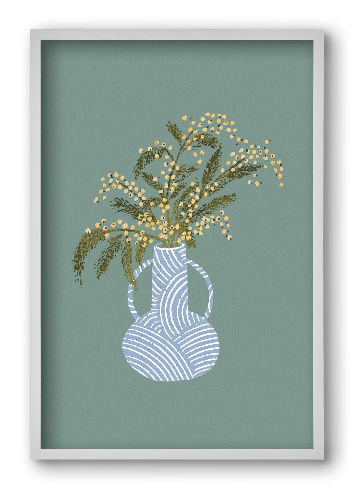 Yellow Mimosa, 40x60 cm (40x60 cm), Fehér keret