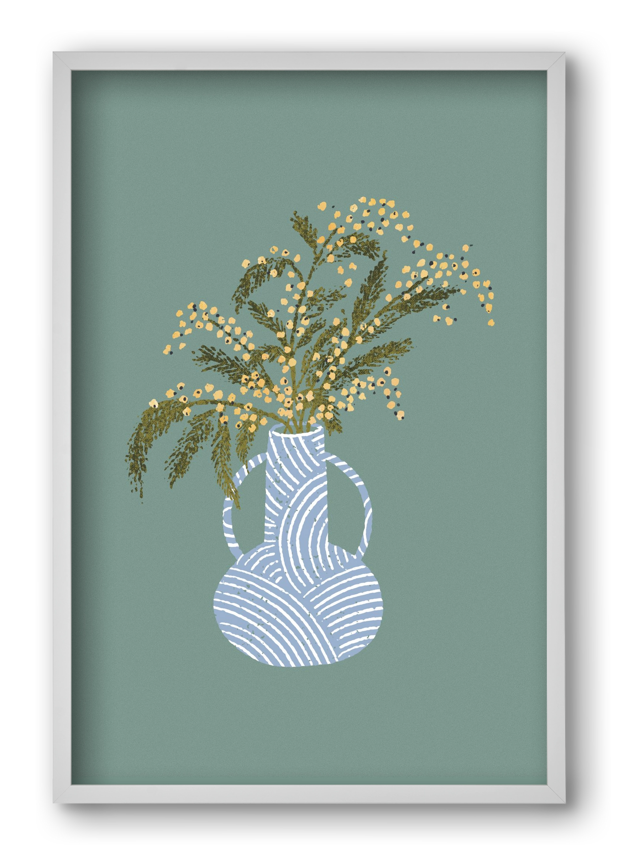 Yellow Mimosa, 40x60 cm (40x60 cm), Fehér keret