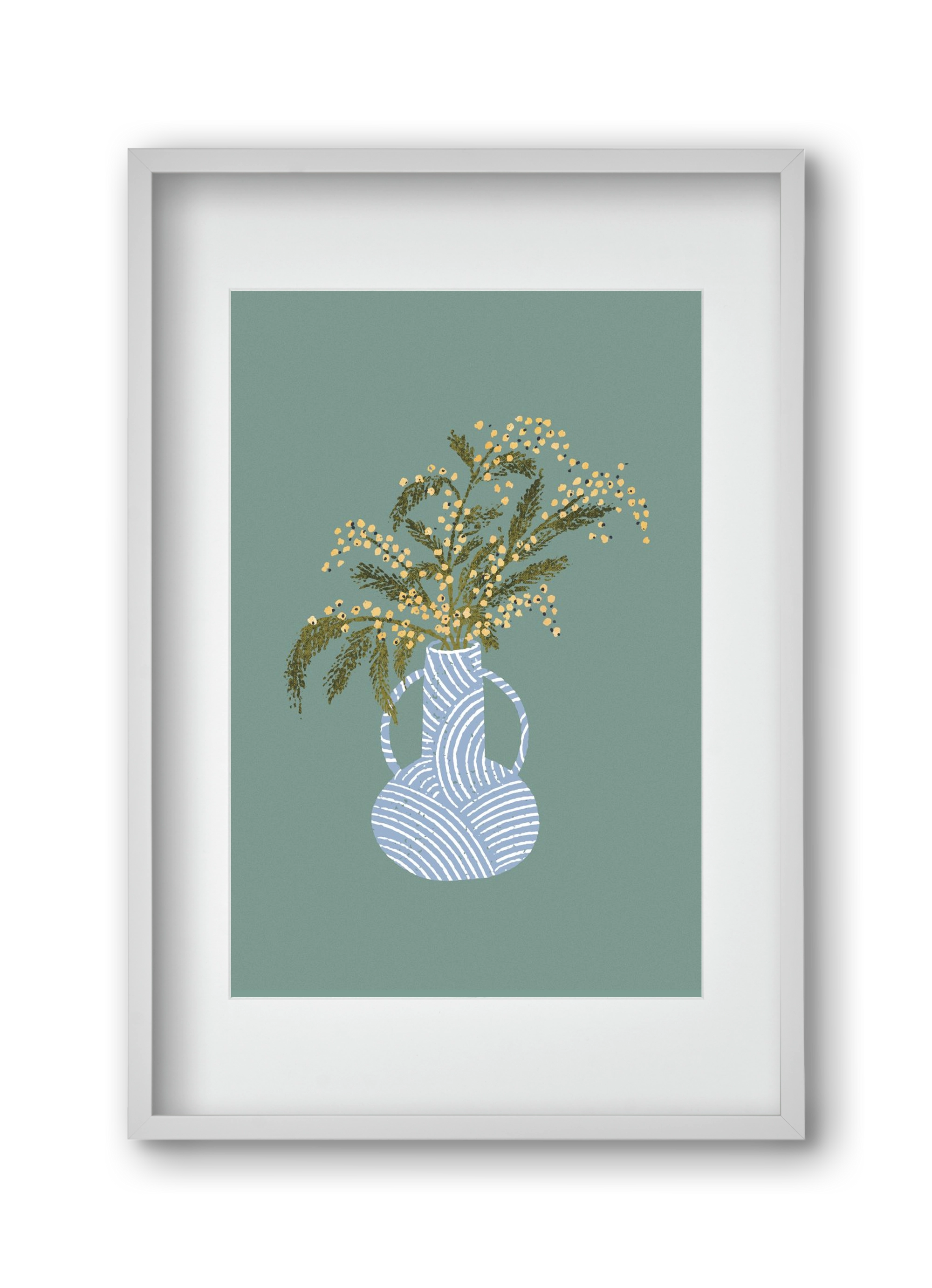 Yellow Mimosa, 30x45 cm (20x30 cm), Fehér keret, paszpartuval