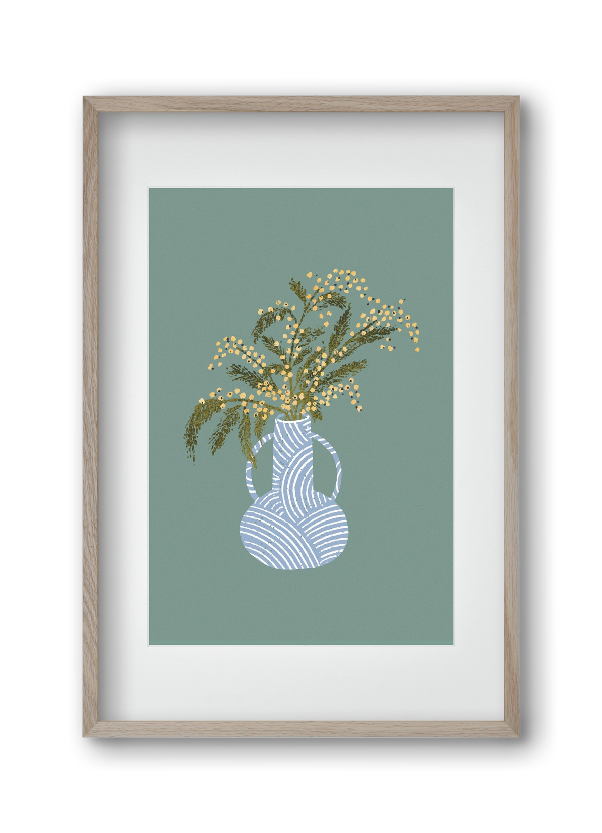 Yellow Mimosa, 30x45 cm (20x30 cm), Tölgy keret, paszpartuval