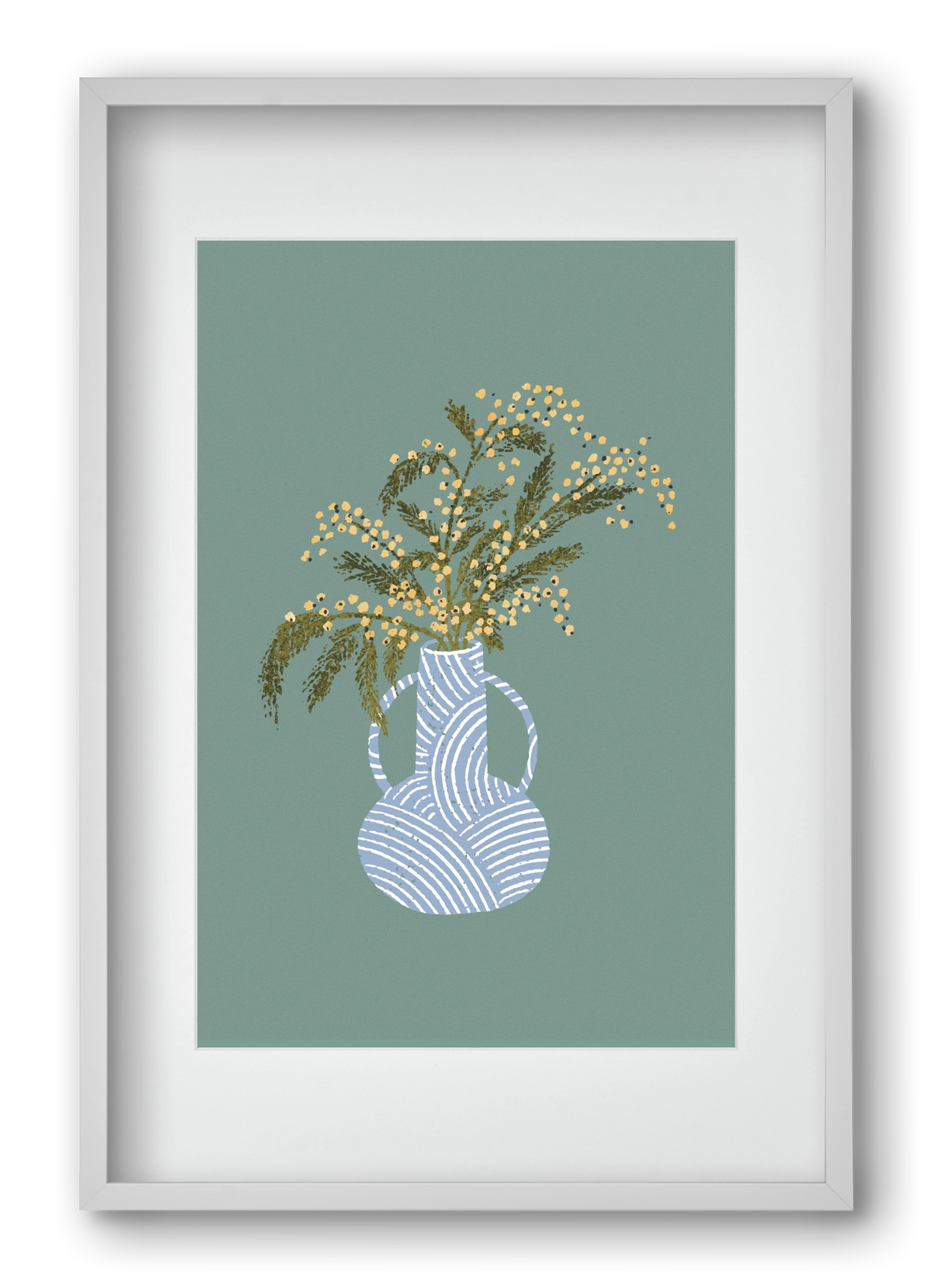 Yellow Mimosa, 40x60 cm (30x45 cm), Fehér keret, paszpartuval