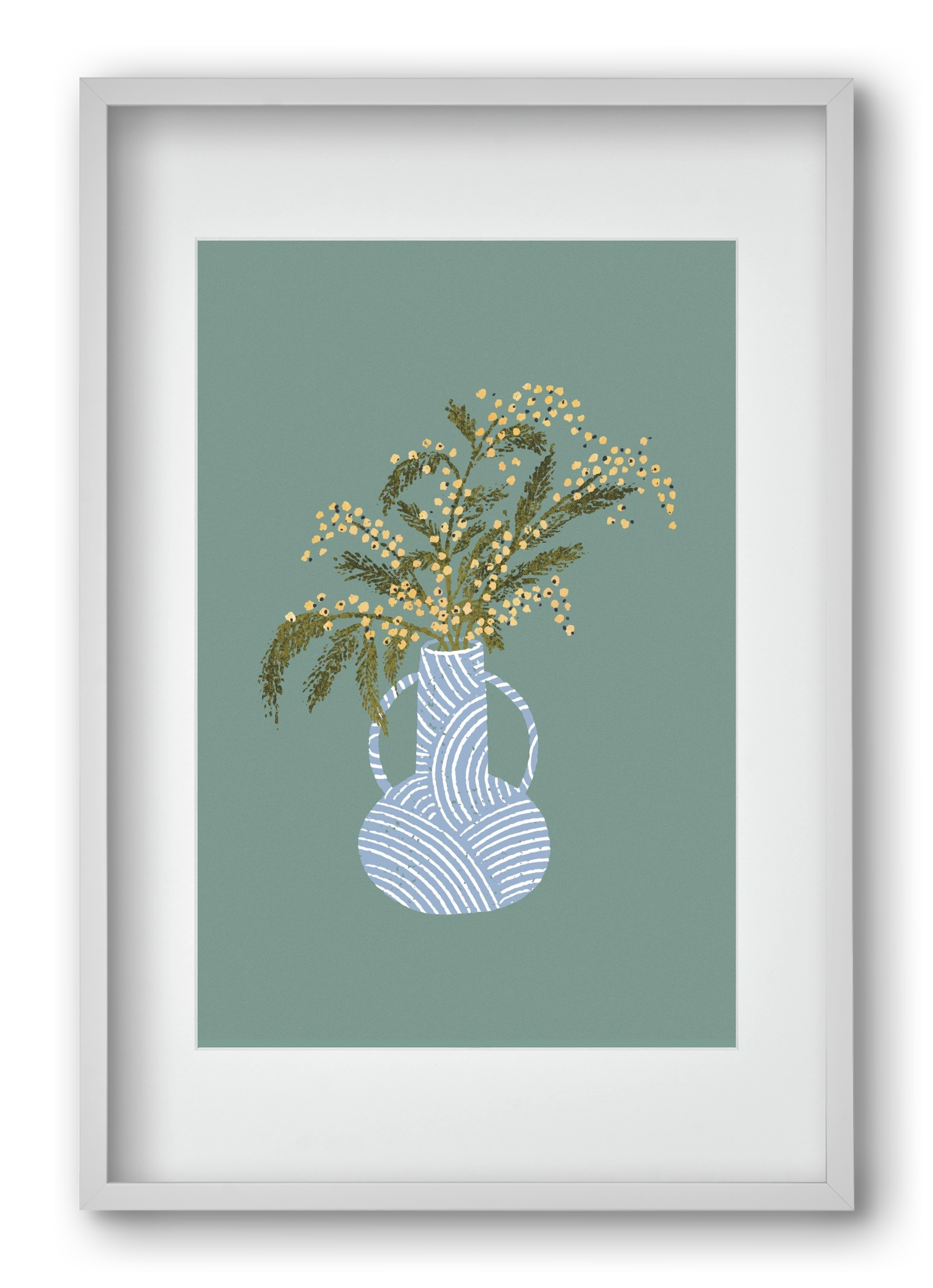 Yellow Mimosa, 40x60 cm (30x45 cm), Fehér keret, paszpartuval