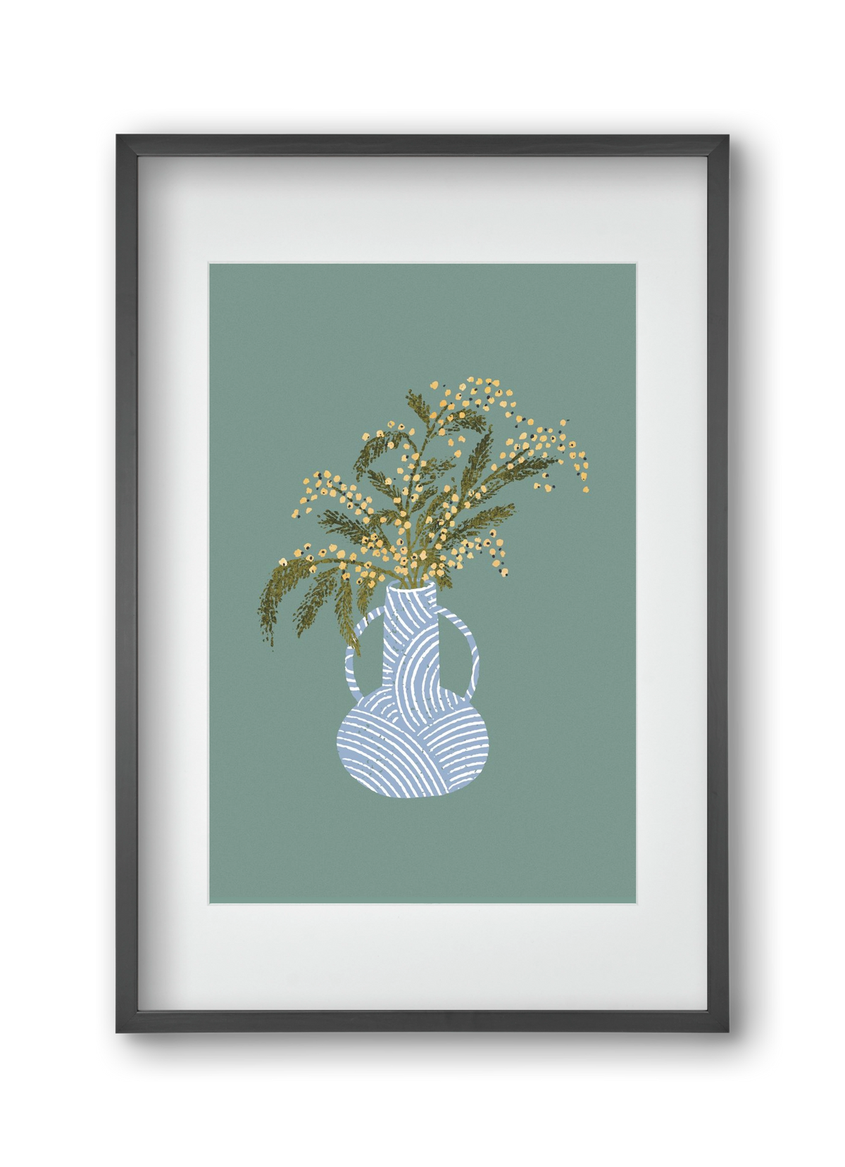 Yellow Mimosa, 30x45 cm (20x30 cm), Fekete keret, paszpartuval