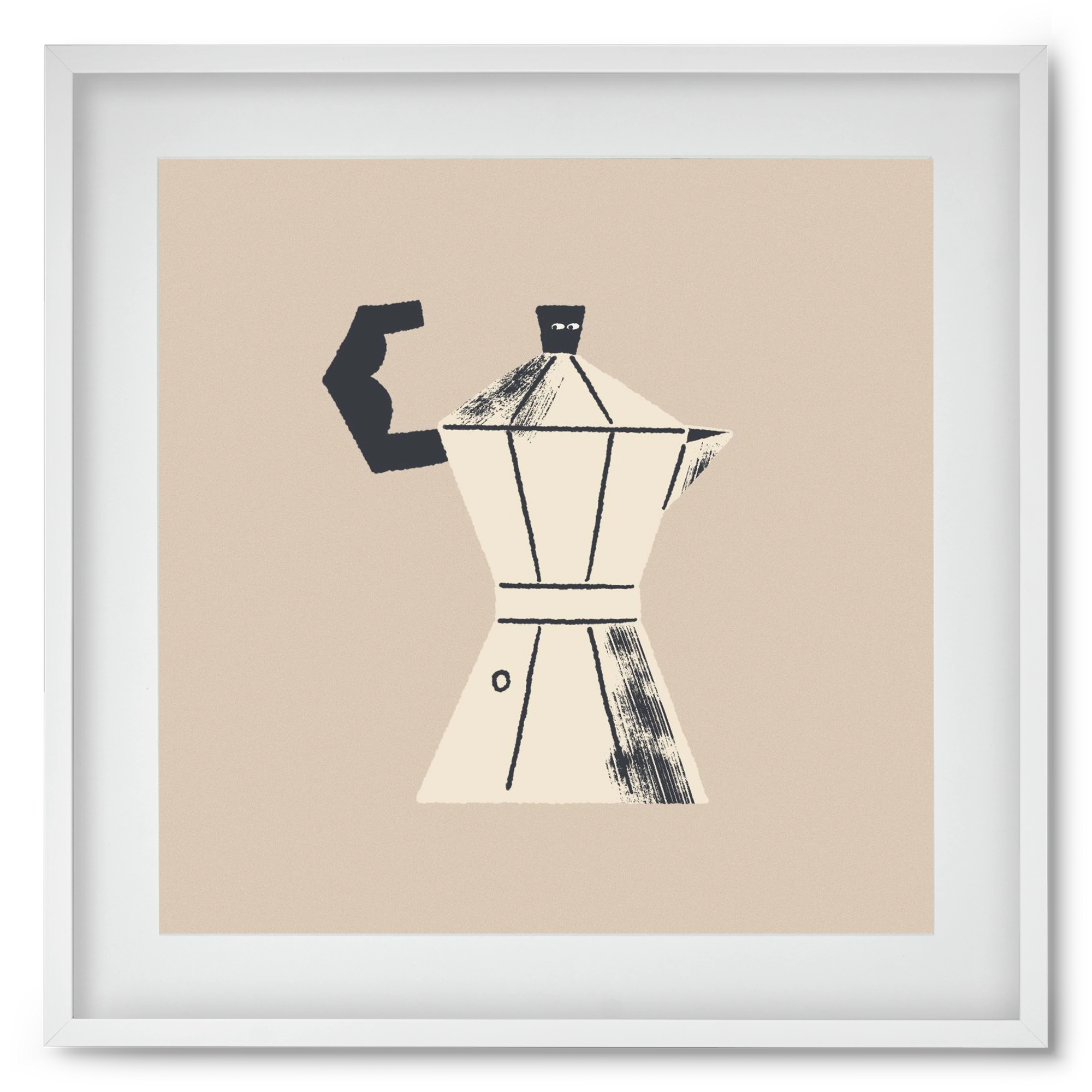 Strong Coffee, 50x50 cm (40x40 cm), Fehér keret, paszpartuval