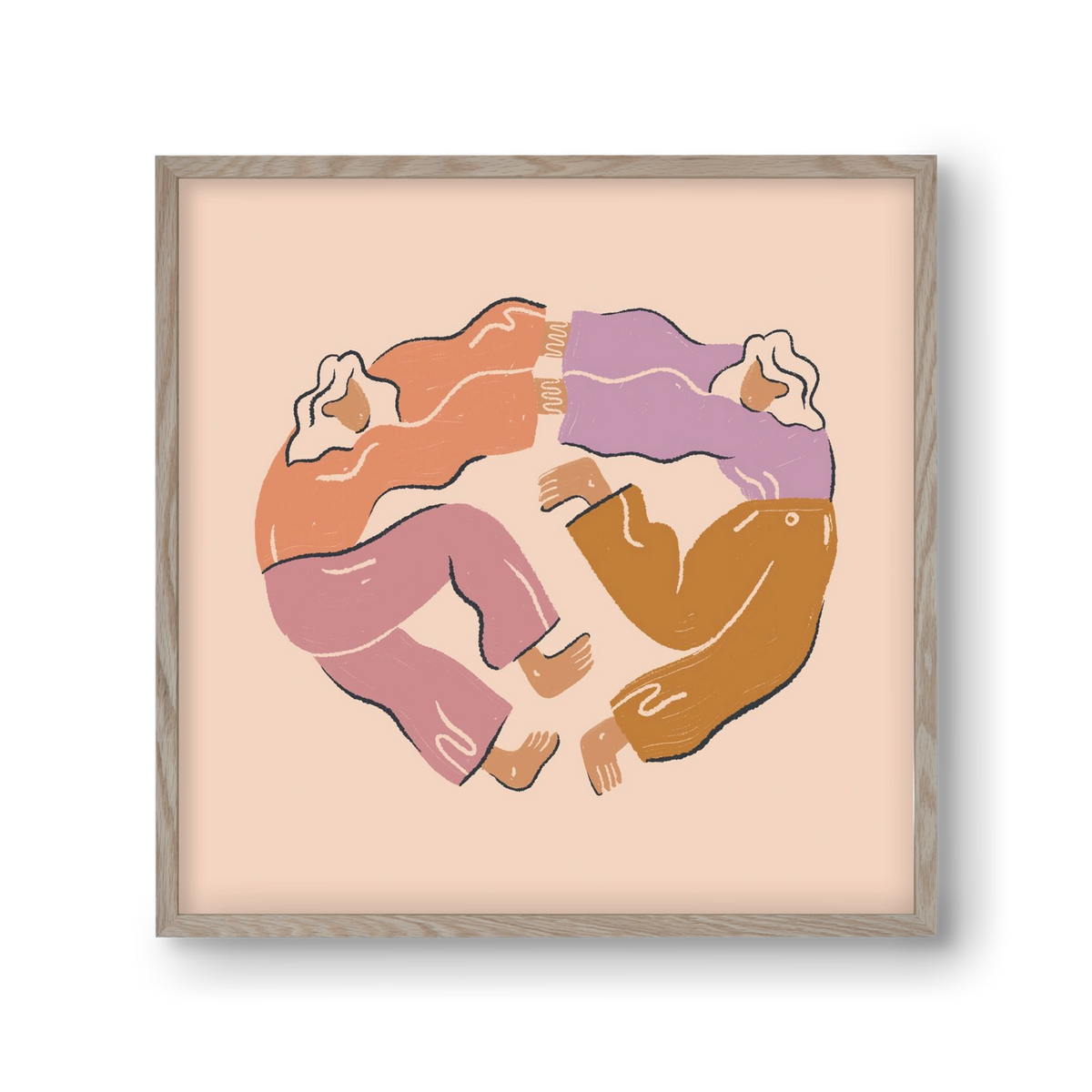 Dancing Together, 30x30 cm (30x30 cm), Tölgy keret