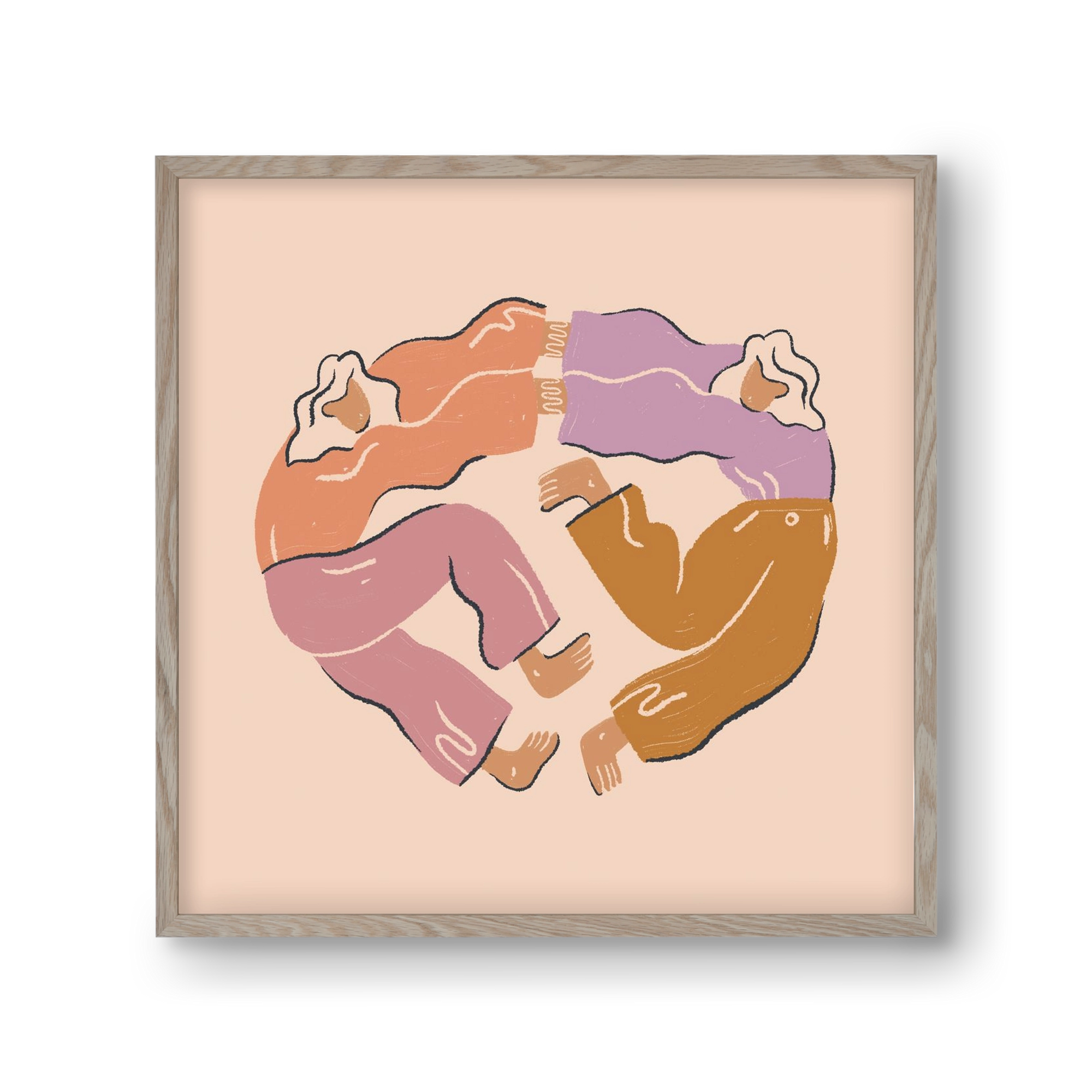 Dancing Together, 30x30 cm (30x30 cm), Tölgy keret