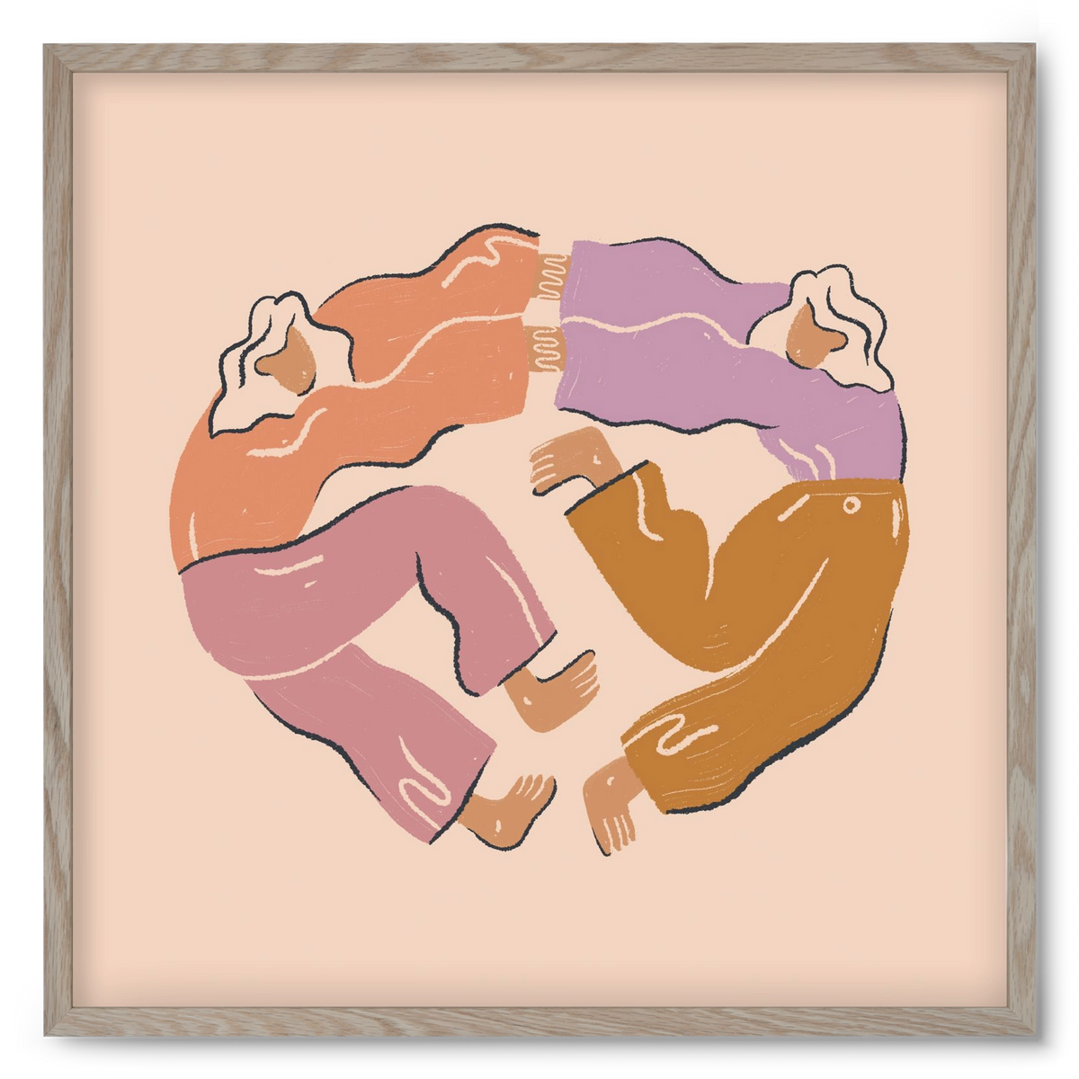 Dancing Together, 50x50 cm (50x50 cm), Tölgy keret
