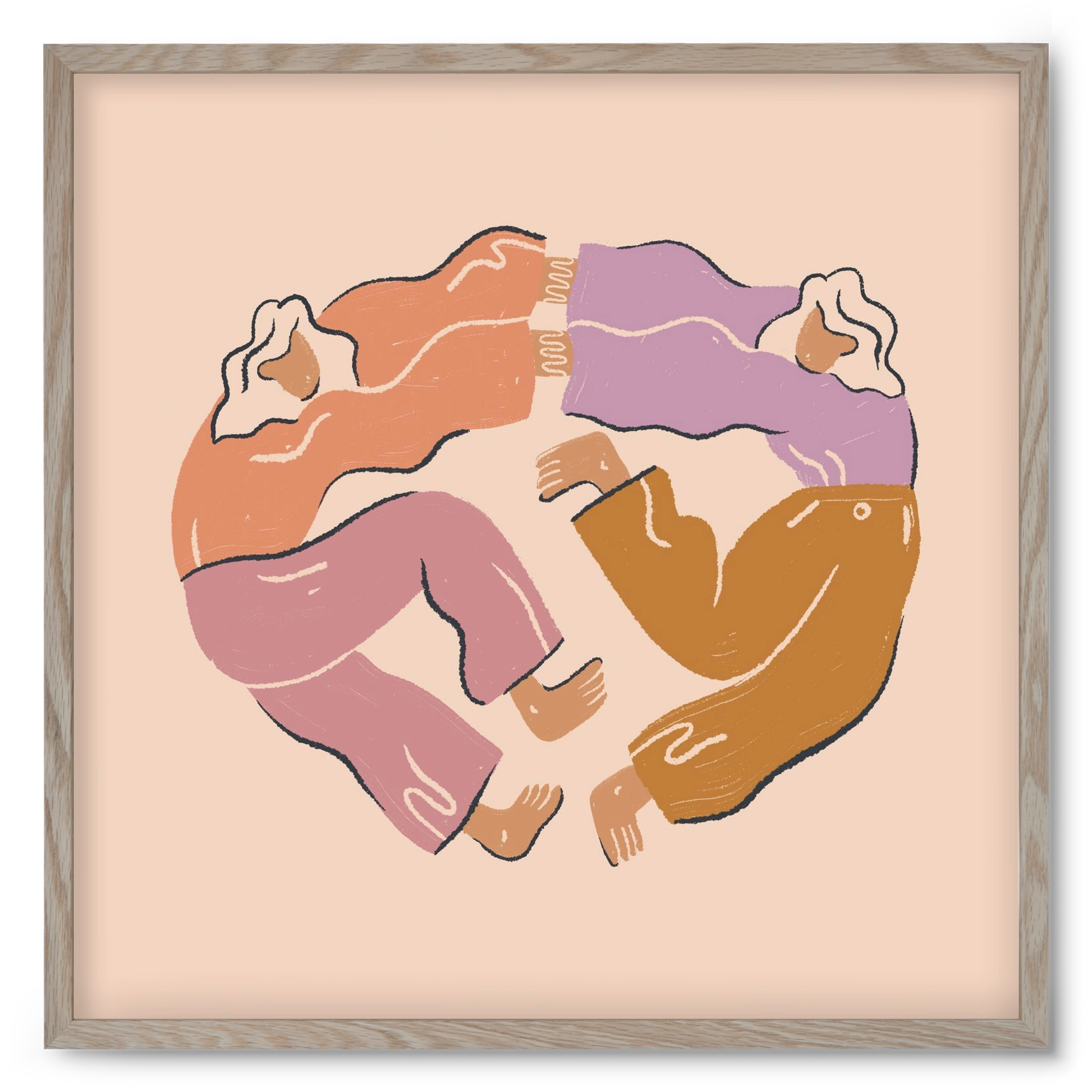Dancing Together, 50x50 cm (50x50 cm), Tölgy keret