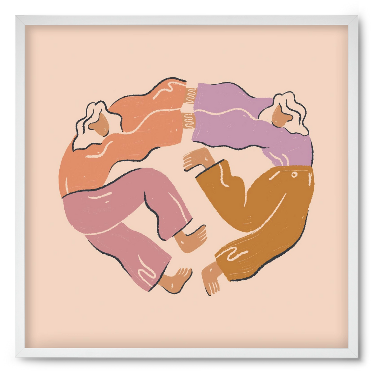 Dancing Together, 50x50 cm (50x50 cm), Fehér keret