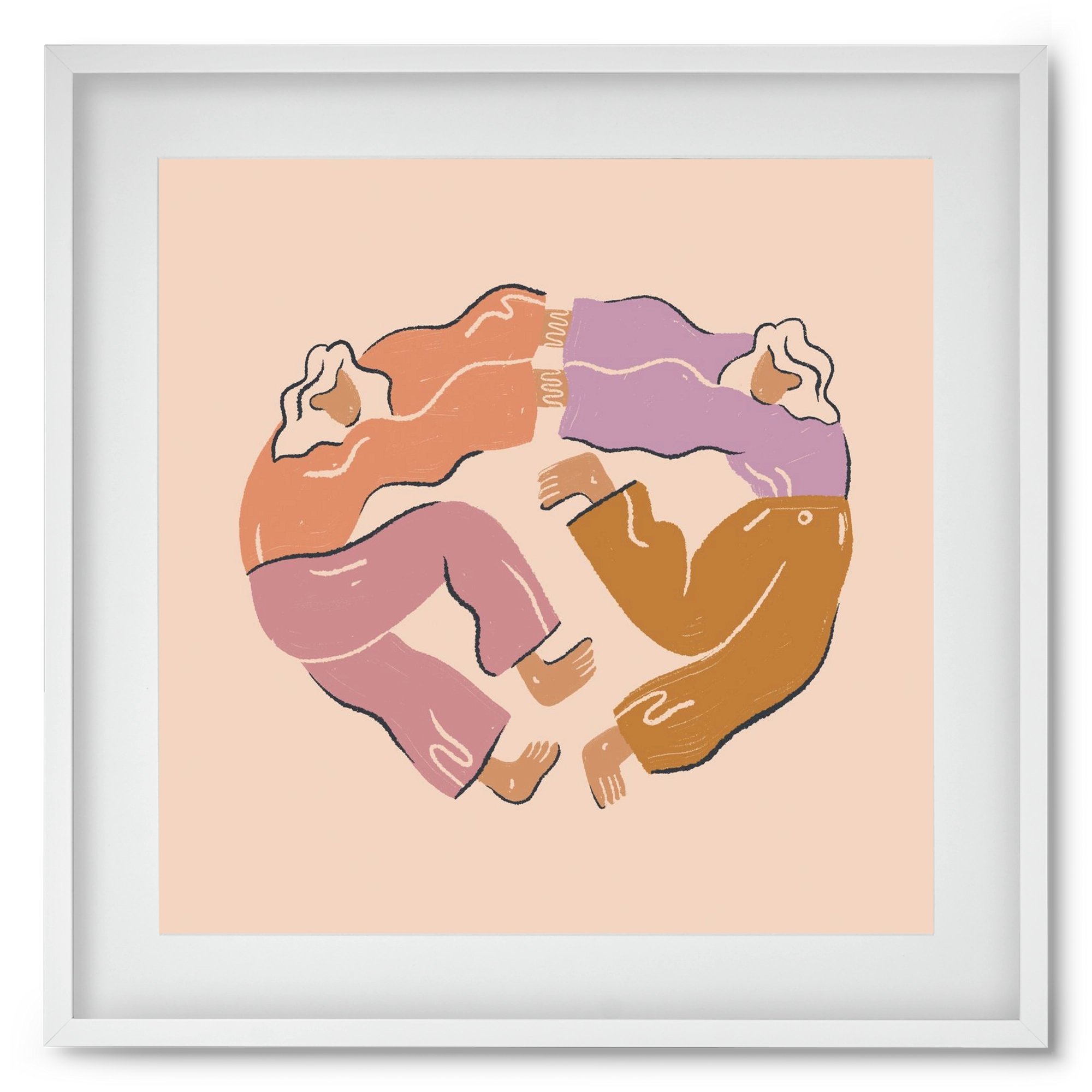 Dancing Together, 50x50 cm (40x40 cm), Fehér keret, paszpartuval