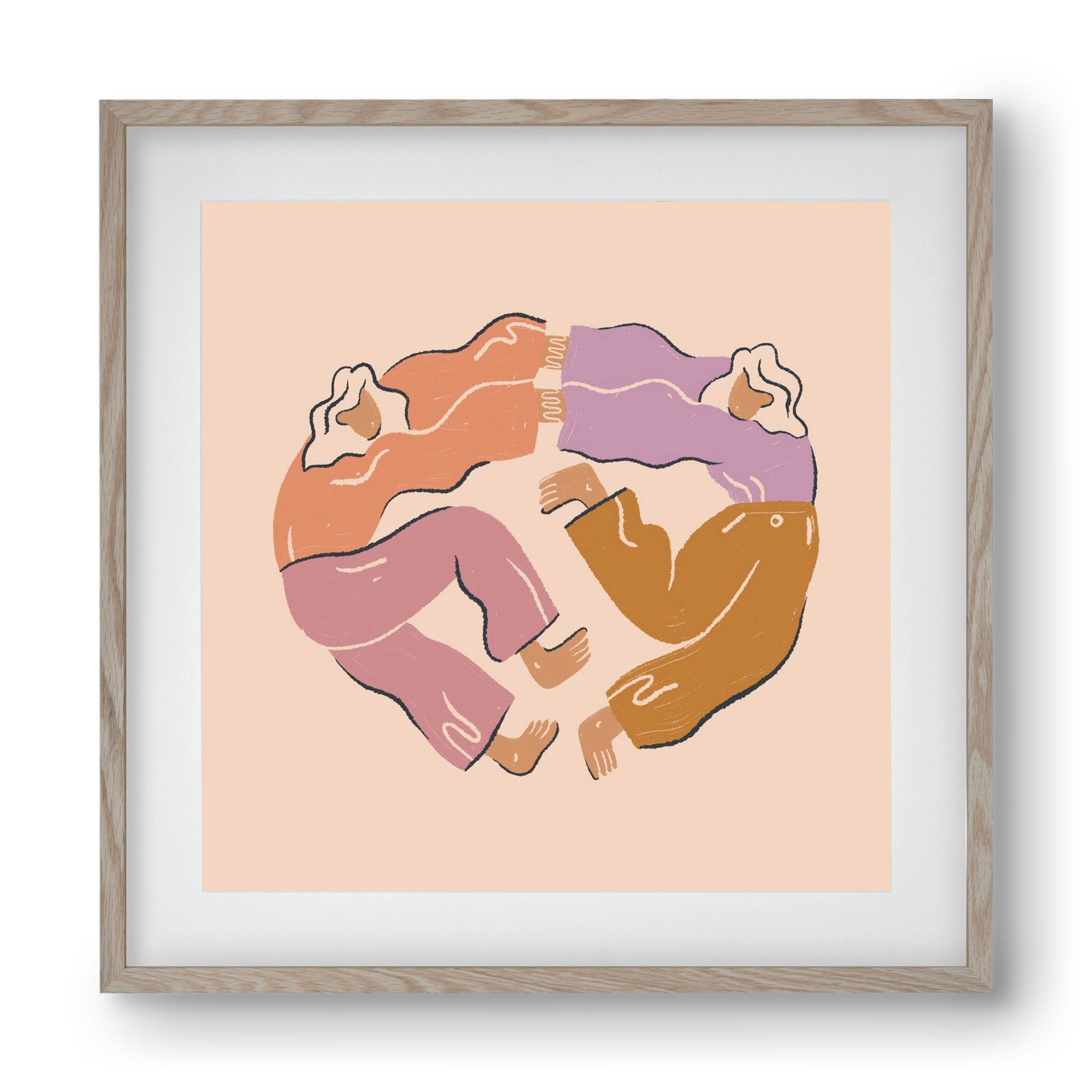 Dancing Together, 40x40 cm (30x30 cm), Tölgy keret, paszpartuval