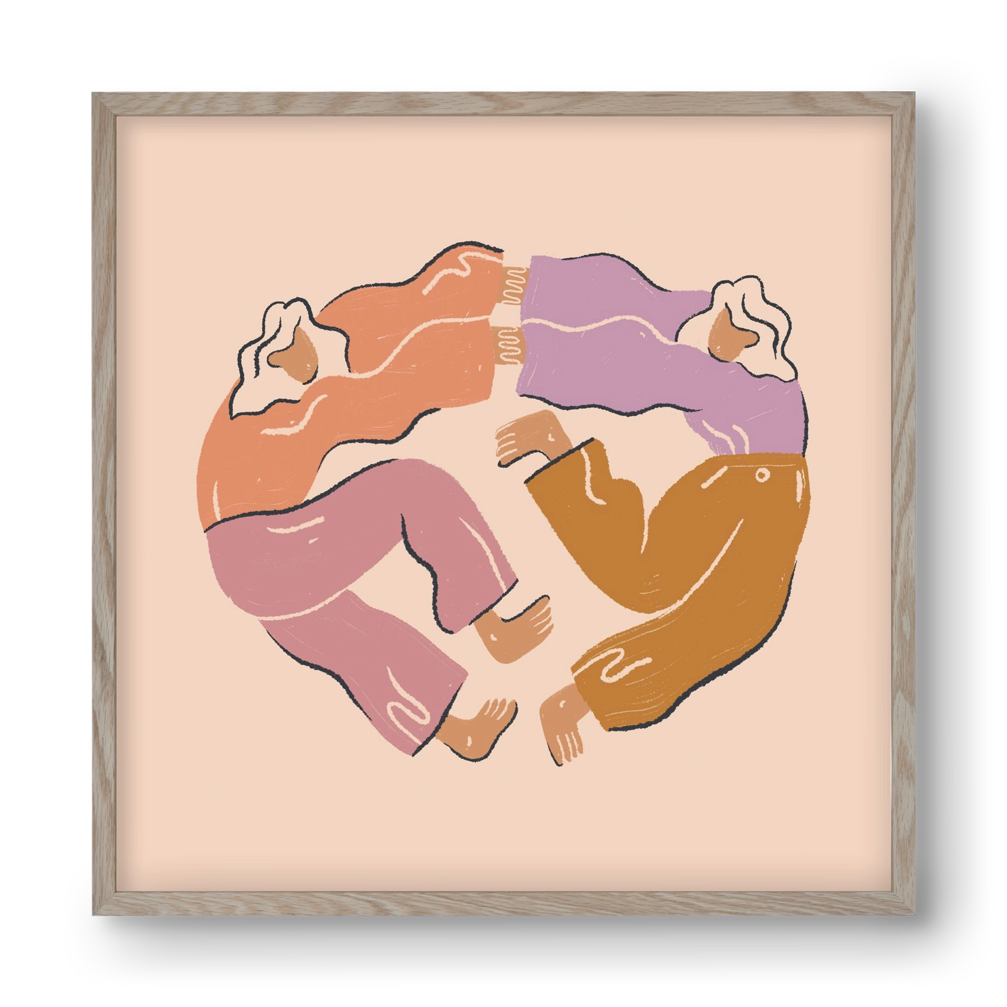 Dancing Together, 40x40 cm (40x40 cm), Tölgy keret